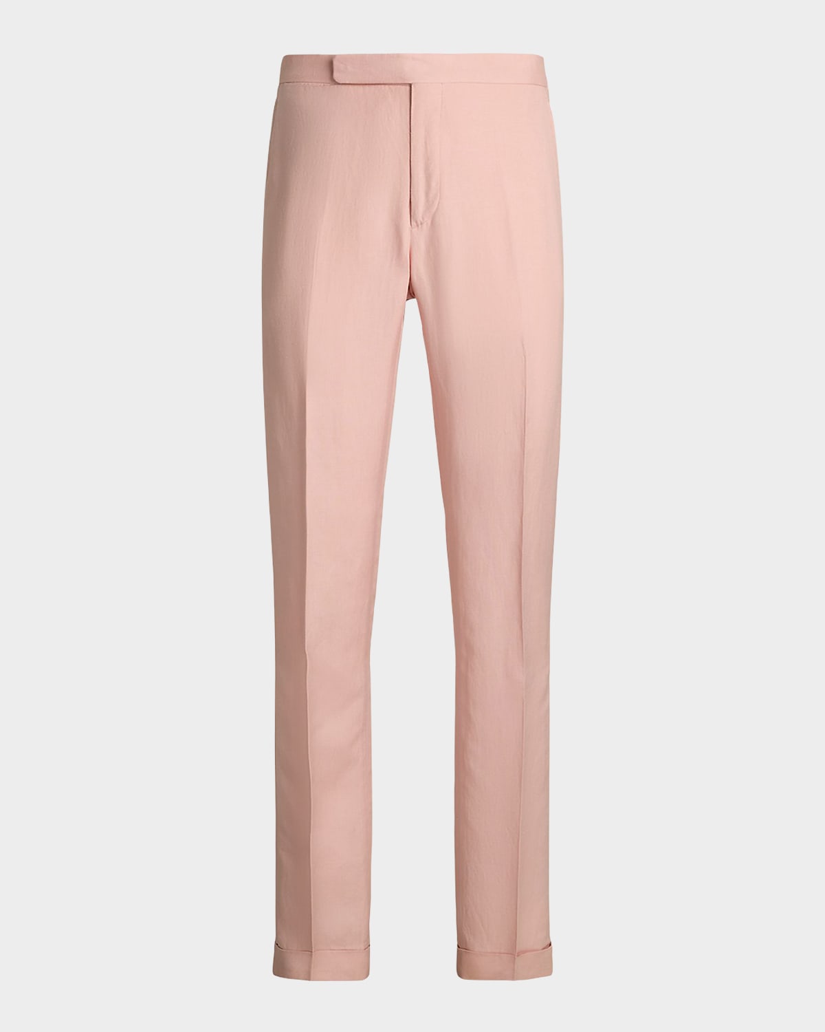 Ralph Lauren Gregory Hand-tailored Silk-linen Trouser In Pink
