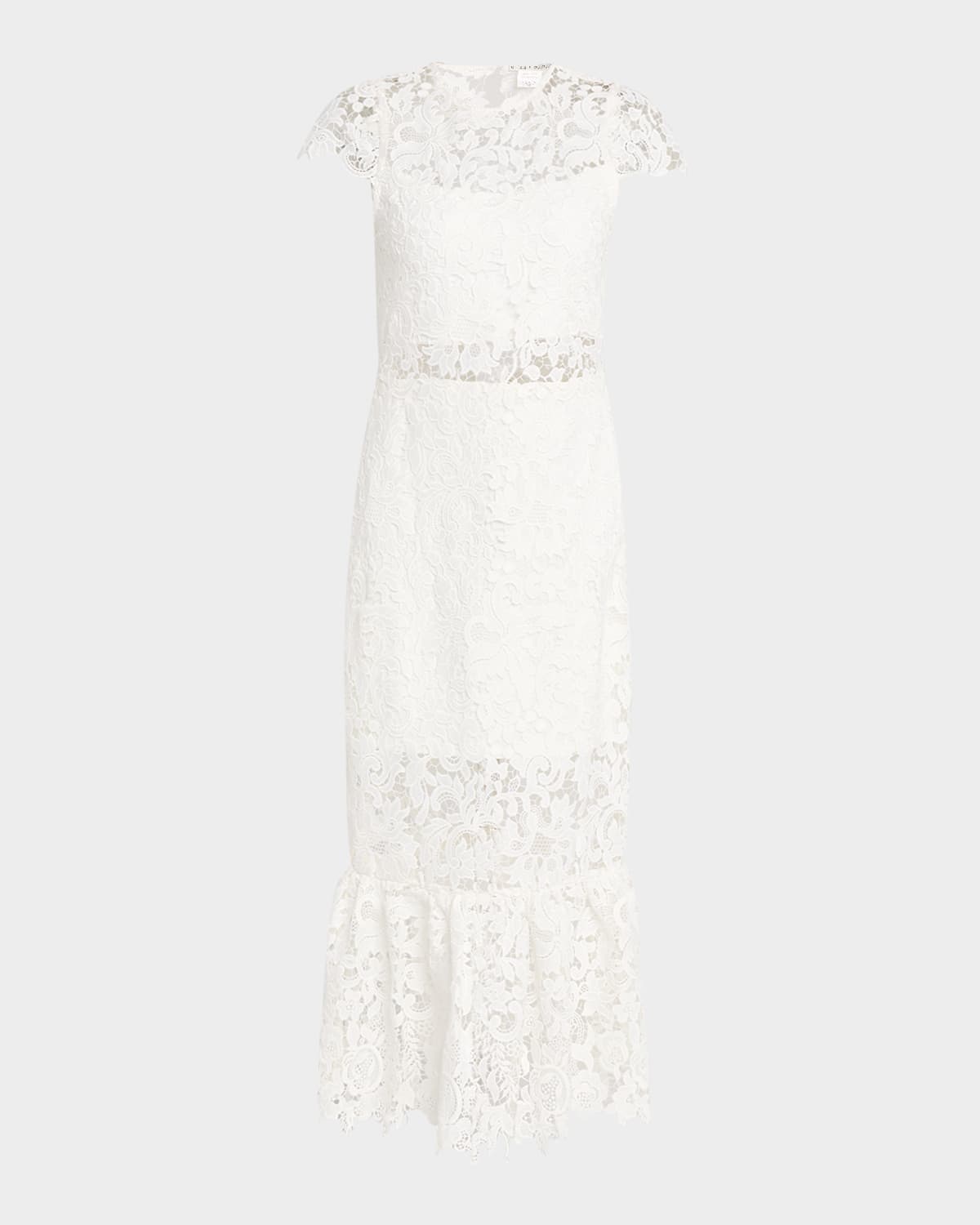 Shop Alice And Olivia Clover Lace Midi Dress In Off White