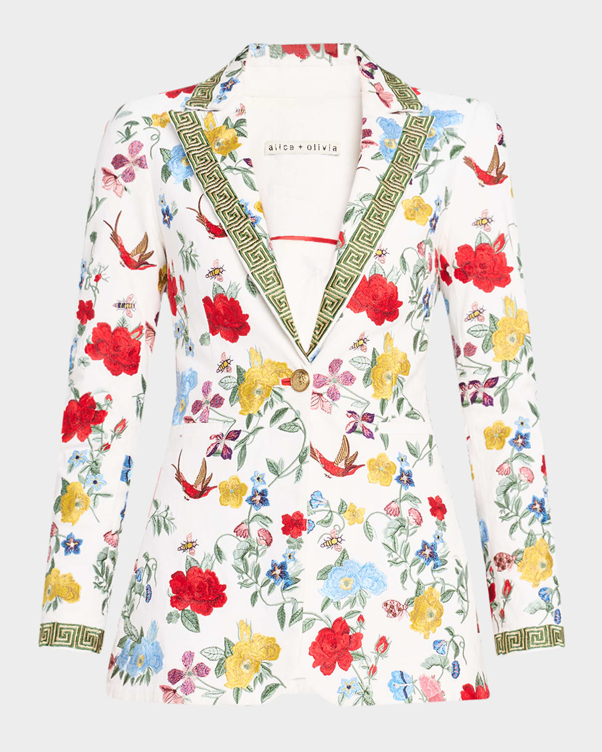 Shop Alice And Olivia Breann Embroidered Fitted Blazer In Dollhouse