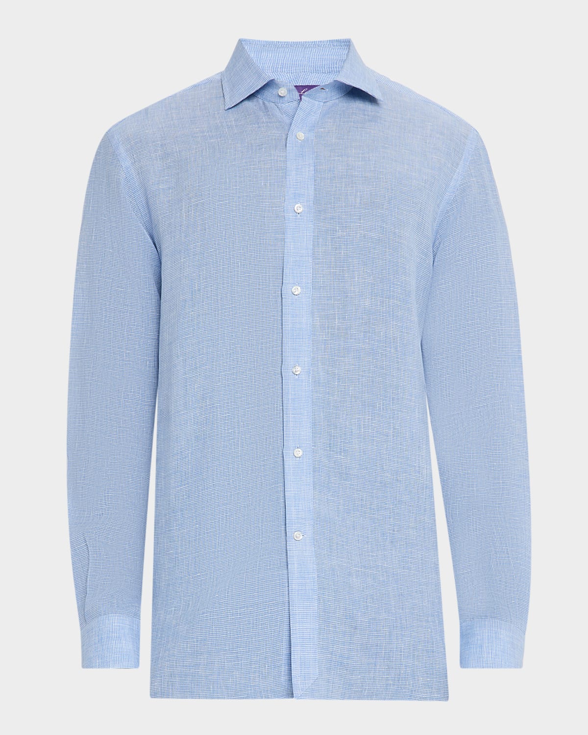 Ralph Lauren Purple Label Men's Micro-Houndstooth Linen Sport Shirt