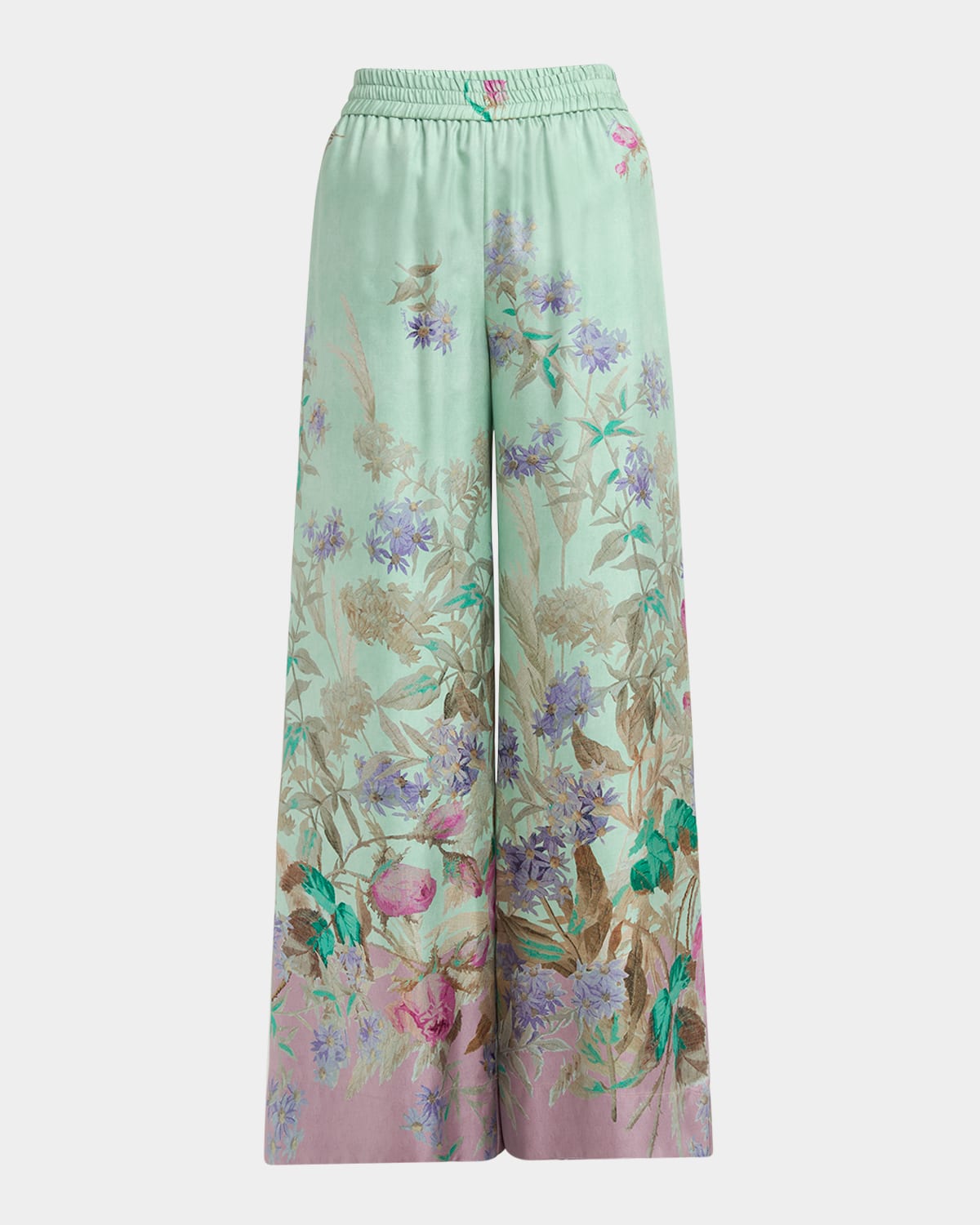 LA DOUBLEJ DEGRADE FLORAL WIDE-LEG PALAZZO PANTS 