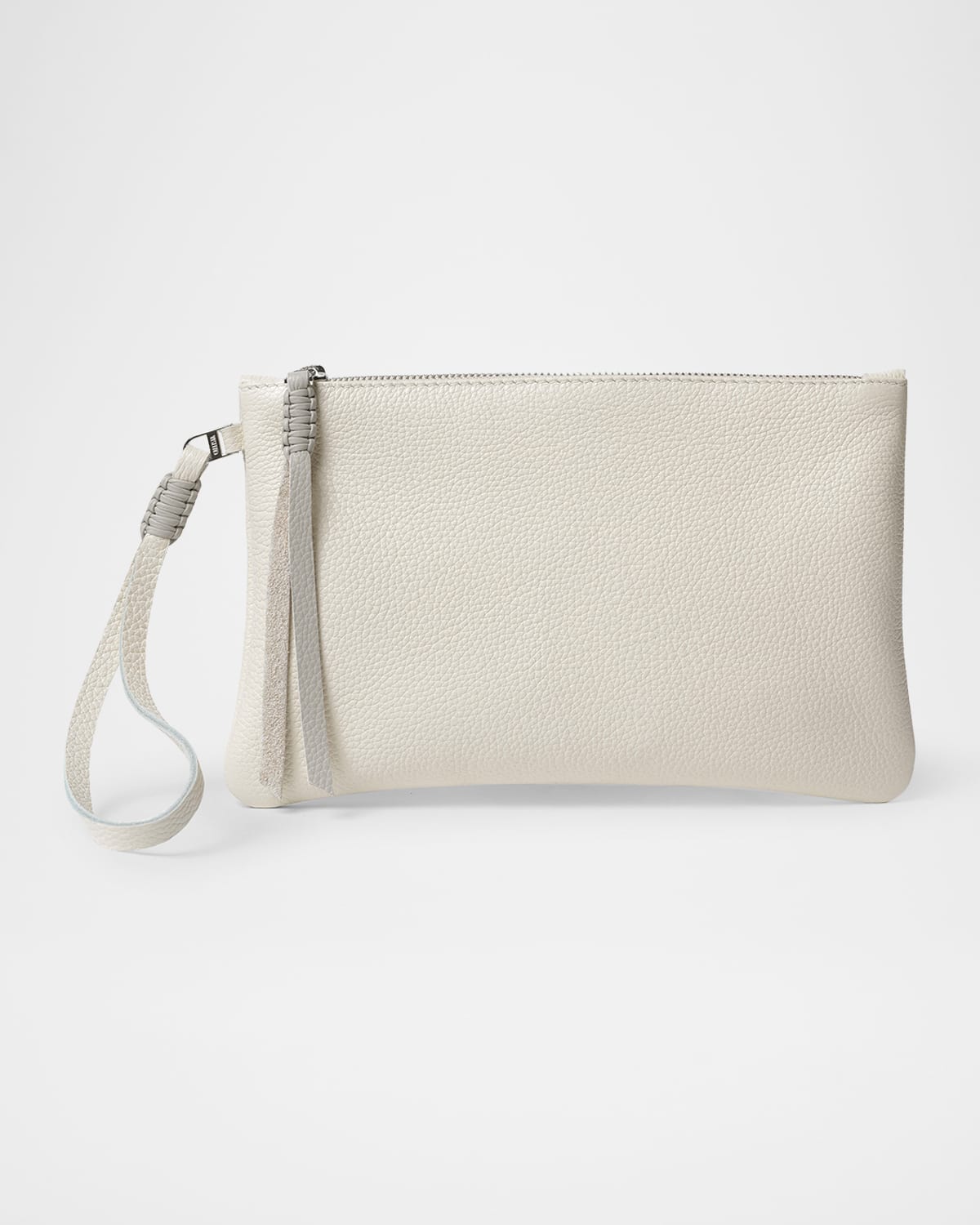 Slim Grained Leather Pochette Clutch Bag