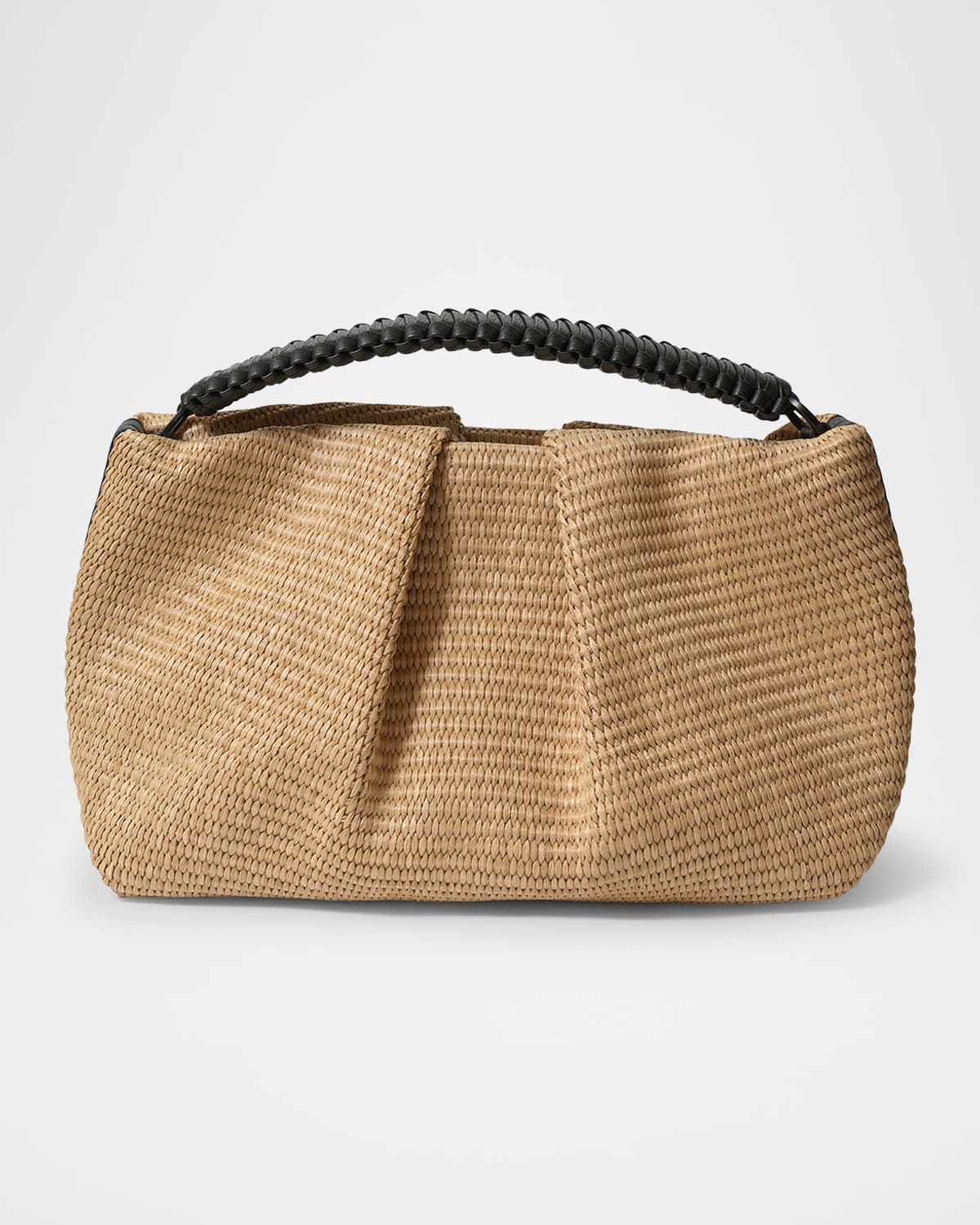 Maxi Pleated Straw Clutch Bag