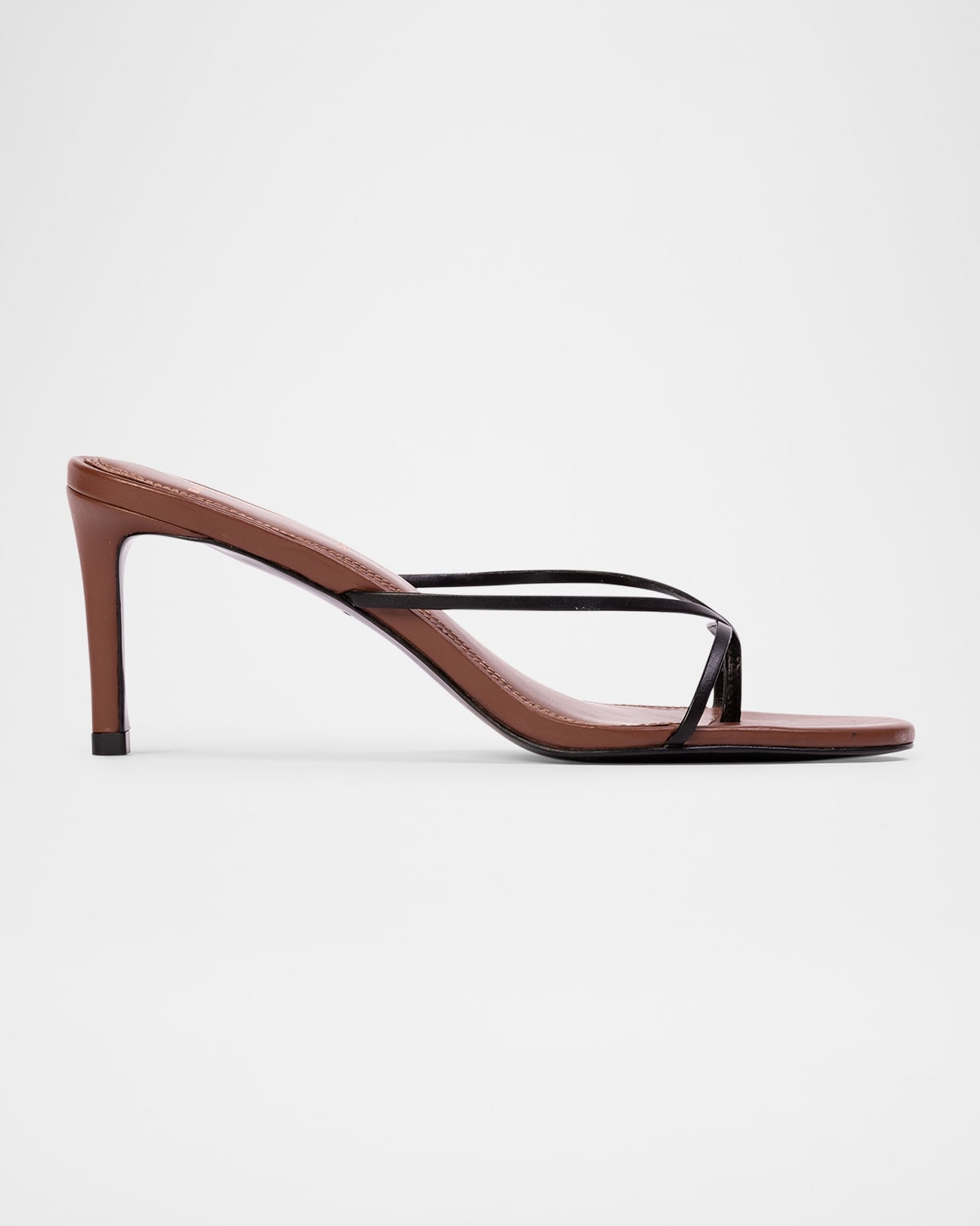 Black Suede Studio Jade Leather Thong Slide Sandals In Chestnut Leather