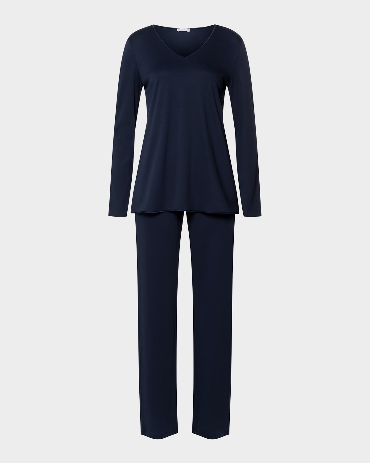 HANRO SILK-TRIM MERCERIZED COTTON PAJAMA SET 
