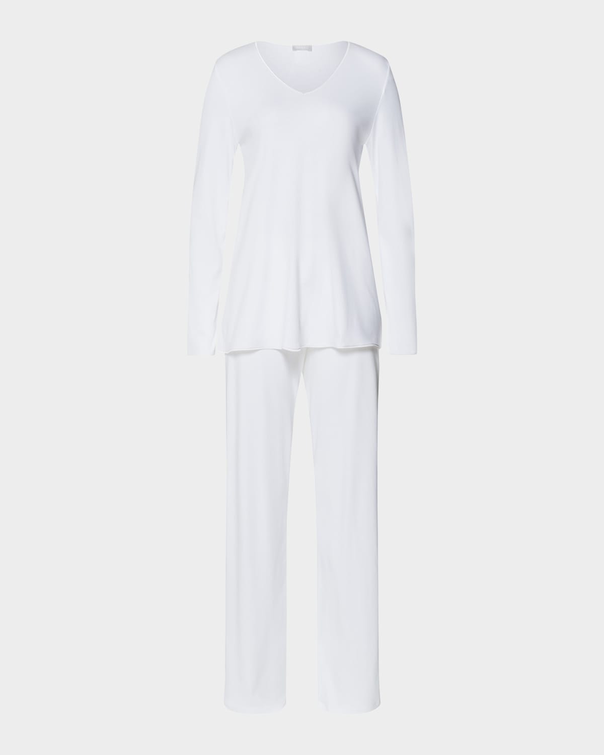 Hanro Silk-trim Mercerized Cotton Pajama Set