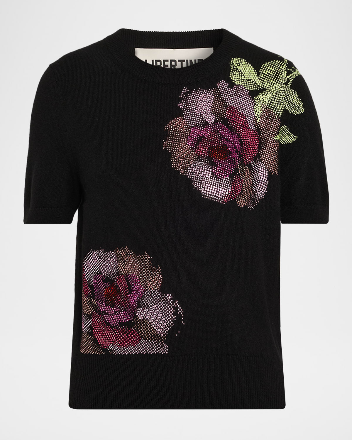 Libertine American Beauty Embellished Short-sleeve Cashmere Sweater In Black