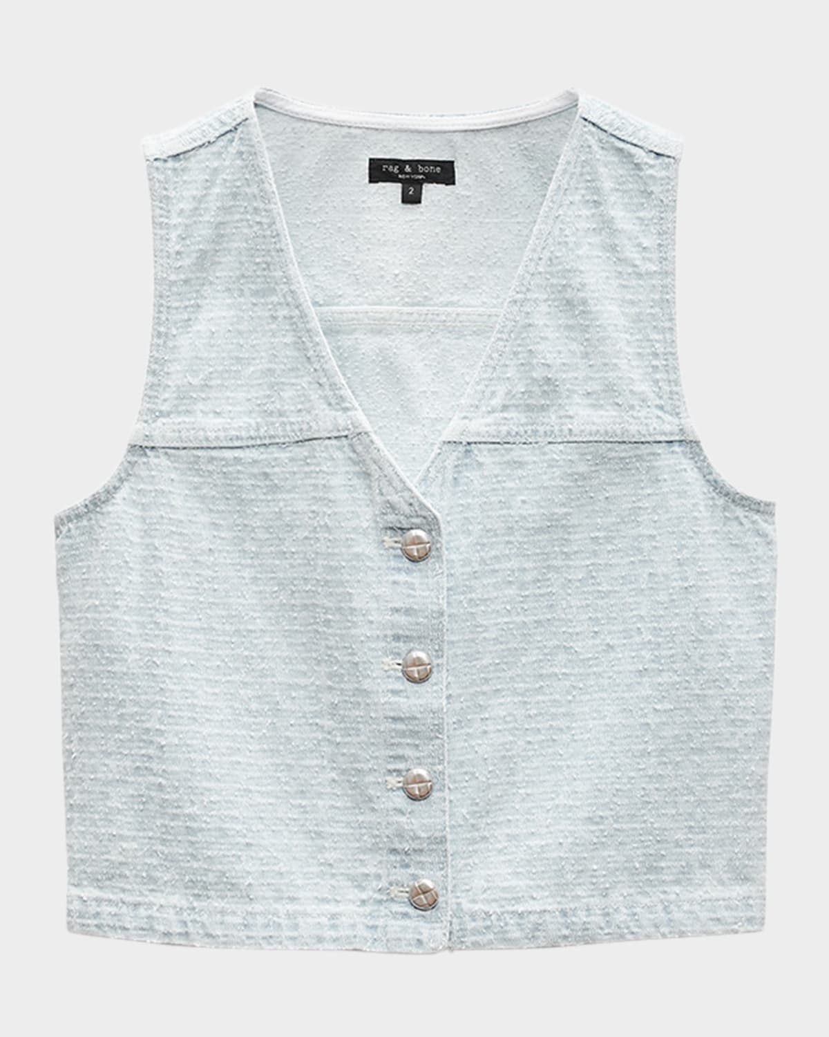 Rag & Bone Juliana Tweed Button-front Vest In Sky Blue Tweed In Blue
