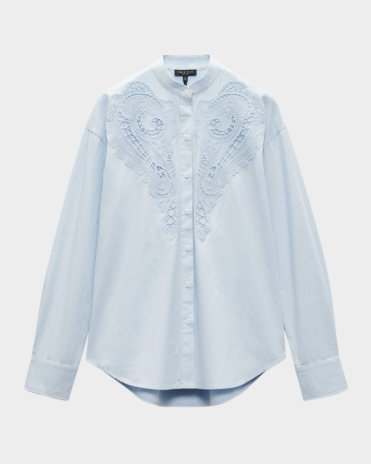 Rag & Bone Ainsley Long-sleeve Embroidered Shirt In Ltblue