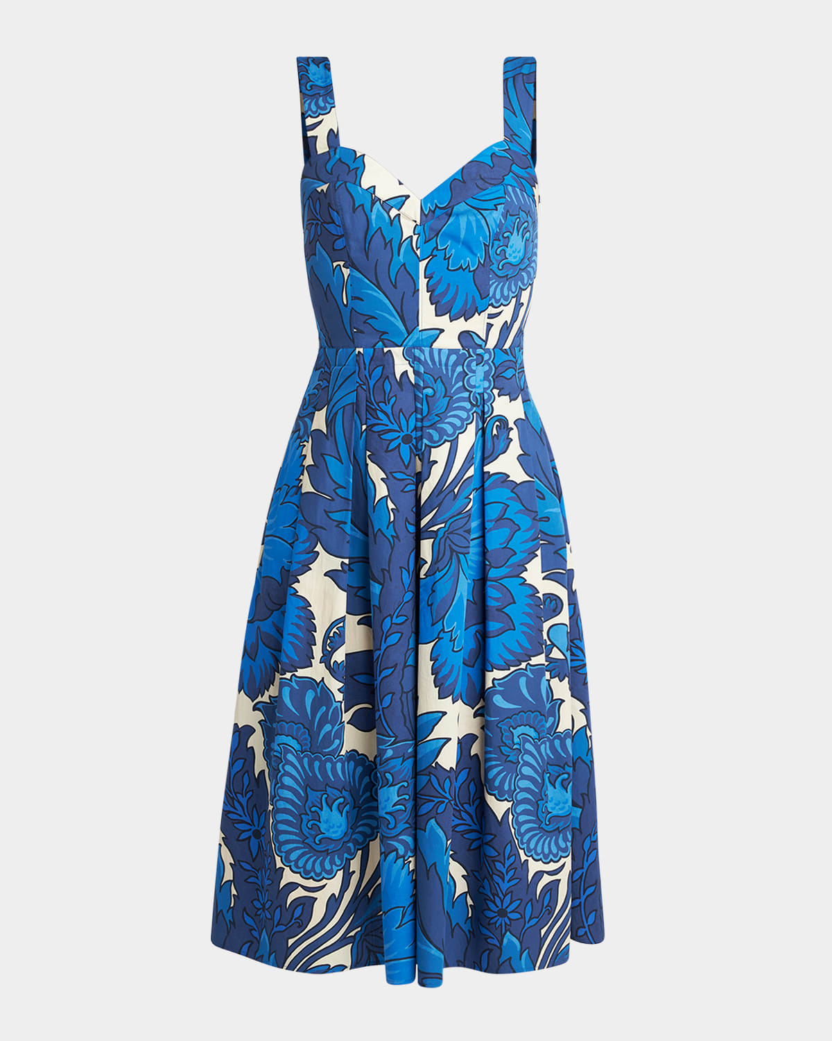 Etro Sleelvess Cotton Sleevless Sundress In Print On Pale Blue B