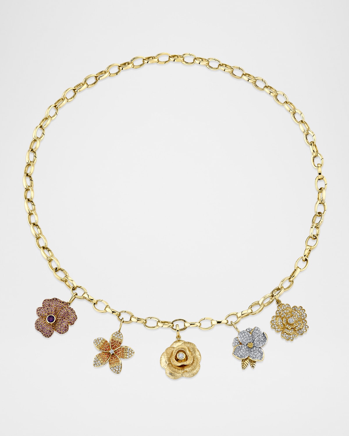 Multi Rose Charm Necklace