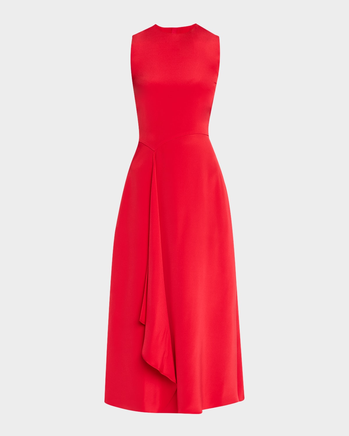 Adam Lippes Lynn Draped Silk-crepe Midi Dress In Red