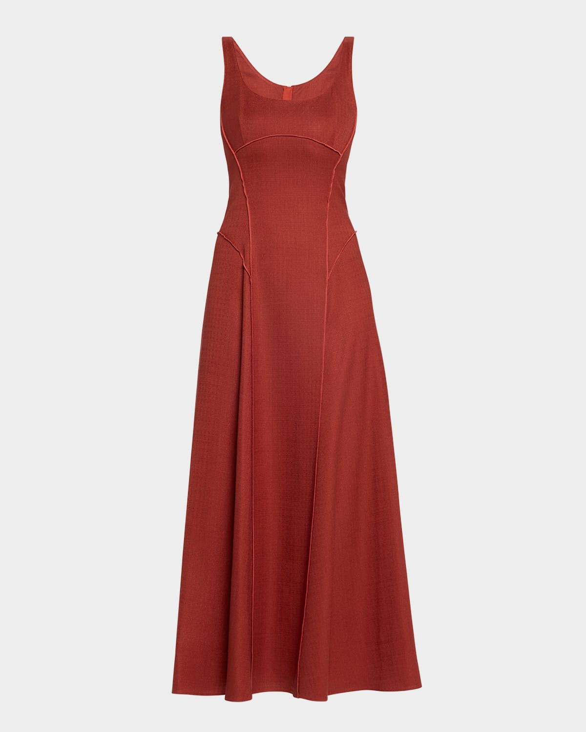 Adam Lippes Shay Sleeveless Stretch Canvas Maxi Dress In Red