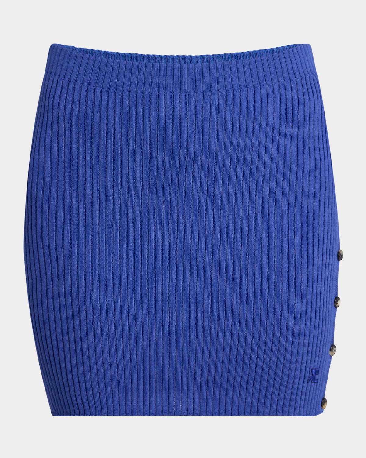 Shop Courrèges Buttoned Light Rib Mini Skirt