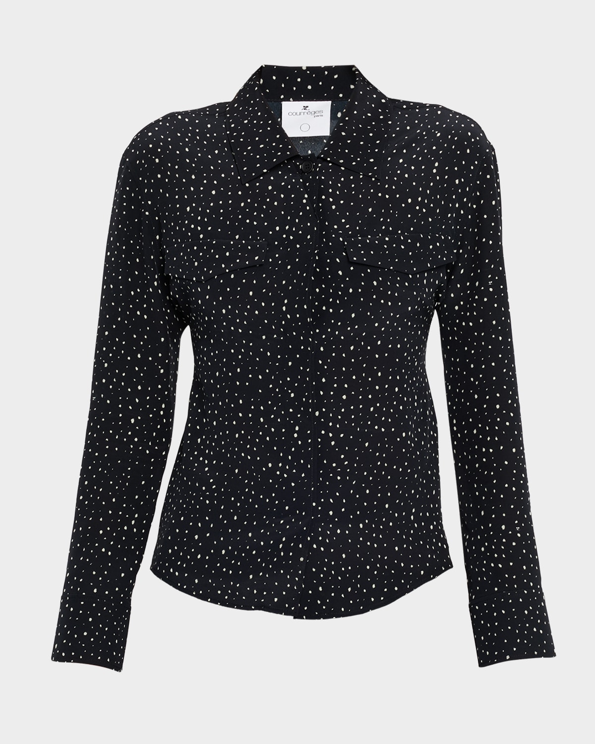 Courrèges 2-pocket Medusa Crepe Button-down Shirt In Black