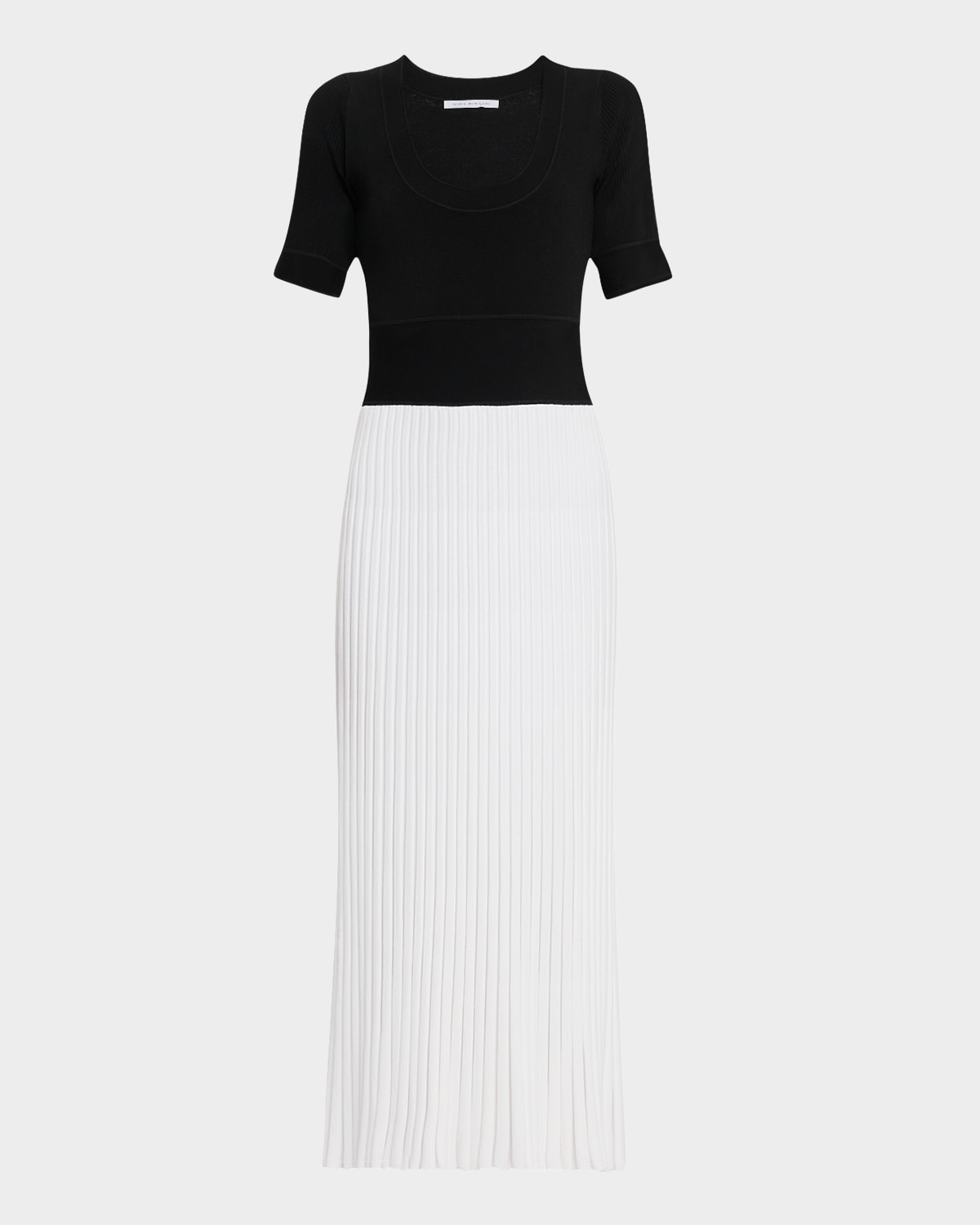 Short-Sleeve Pleated Knit Midi Ballet Dress