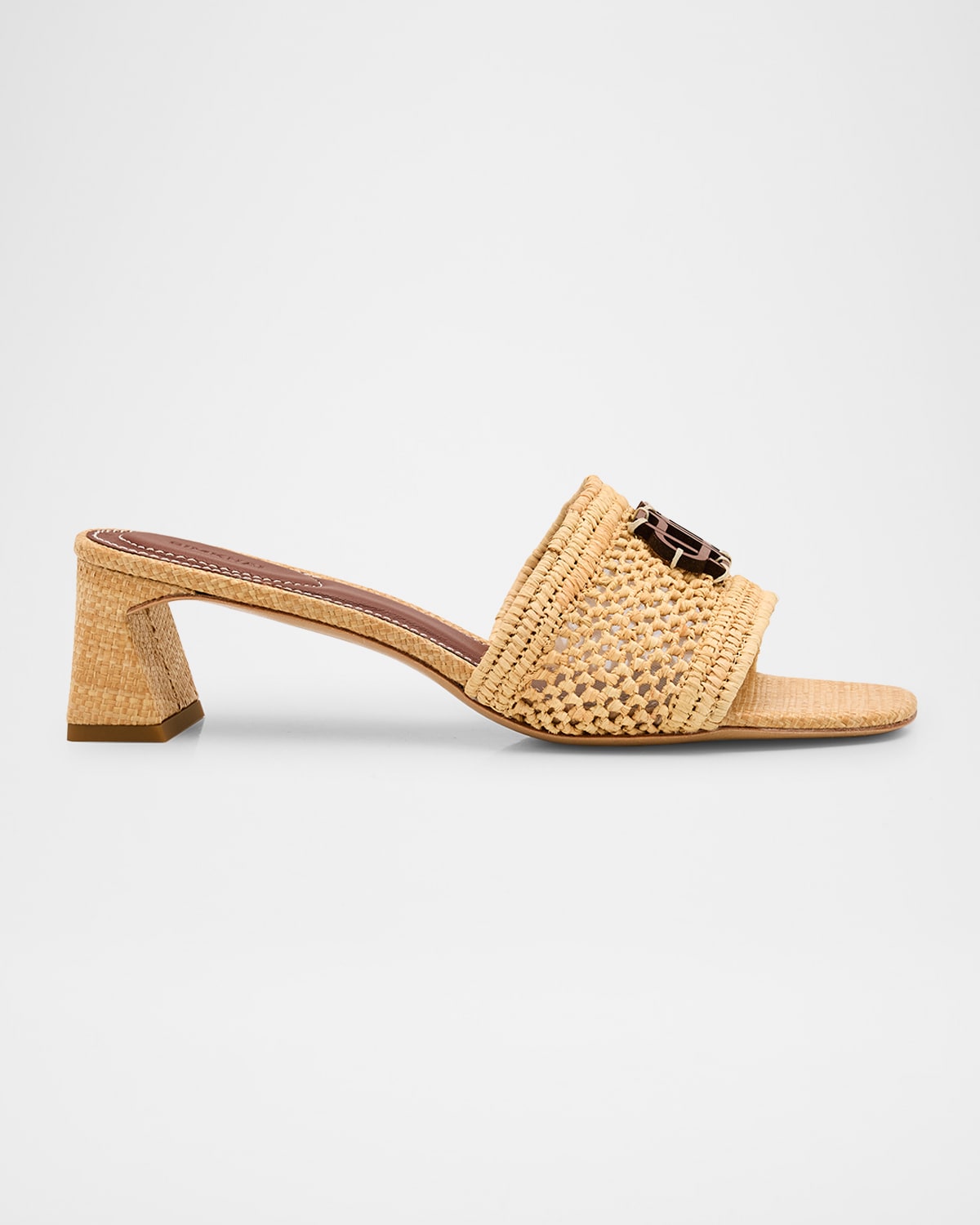 Sydney Raffia Monogram Slide Sandals