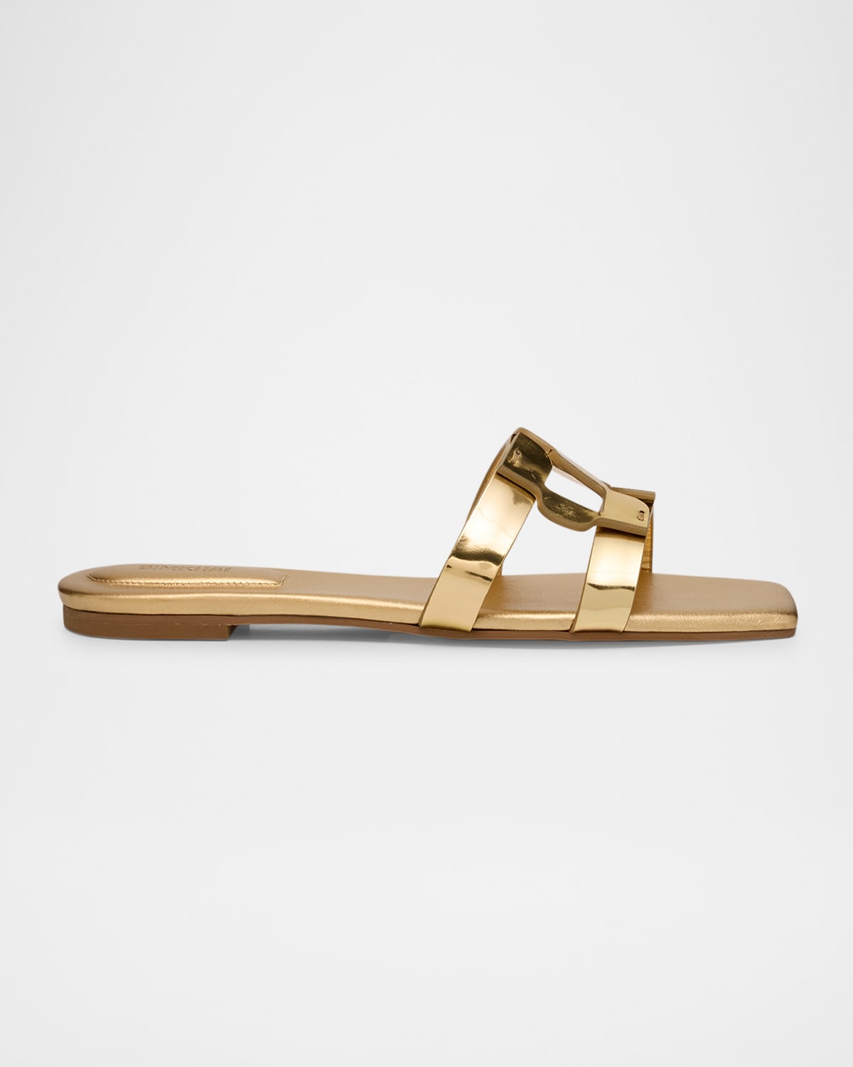 Metallic Monogram Flat Slide Sandals