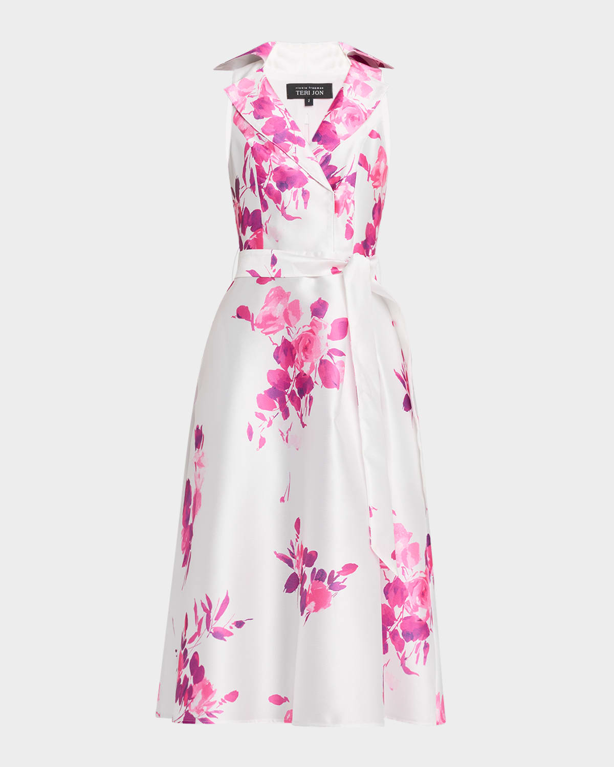 Sleeveless Floral-Print Pique Midi Shirtdress