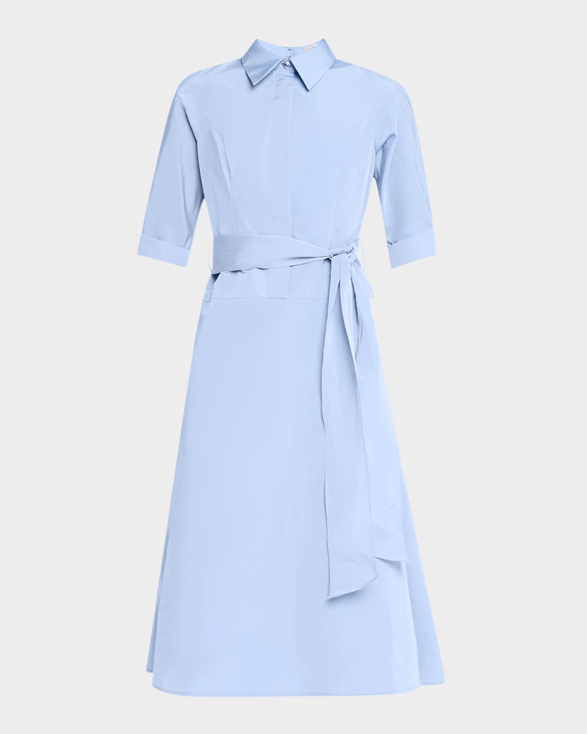 Rickie Freeman For Teri Jon Drop Waist Taffeta Shirtdress In Light Blue