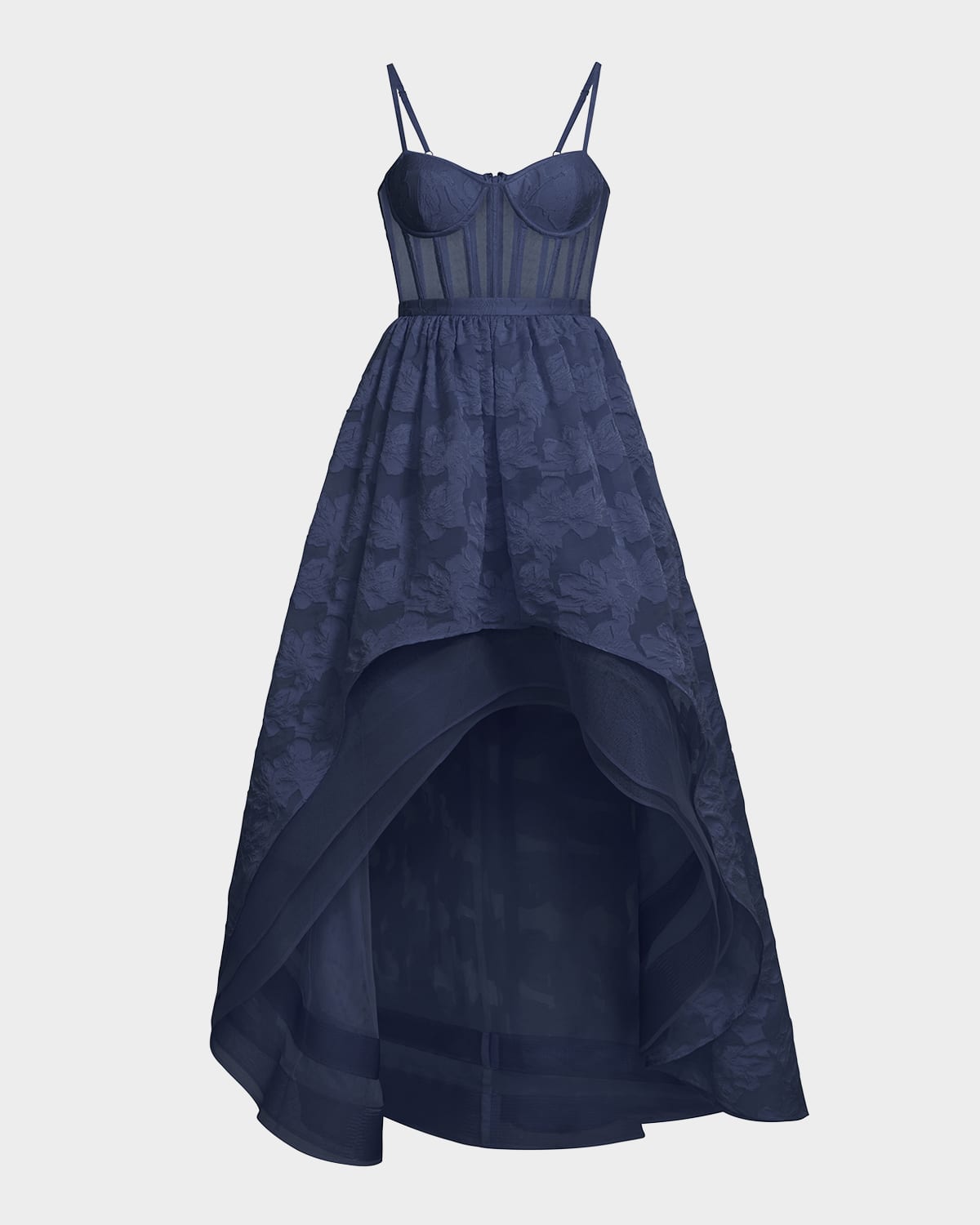 BCBGMAXAZRIA High-Low Fil Coupe Corset Gown