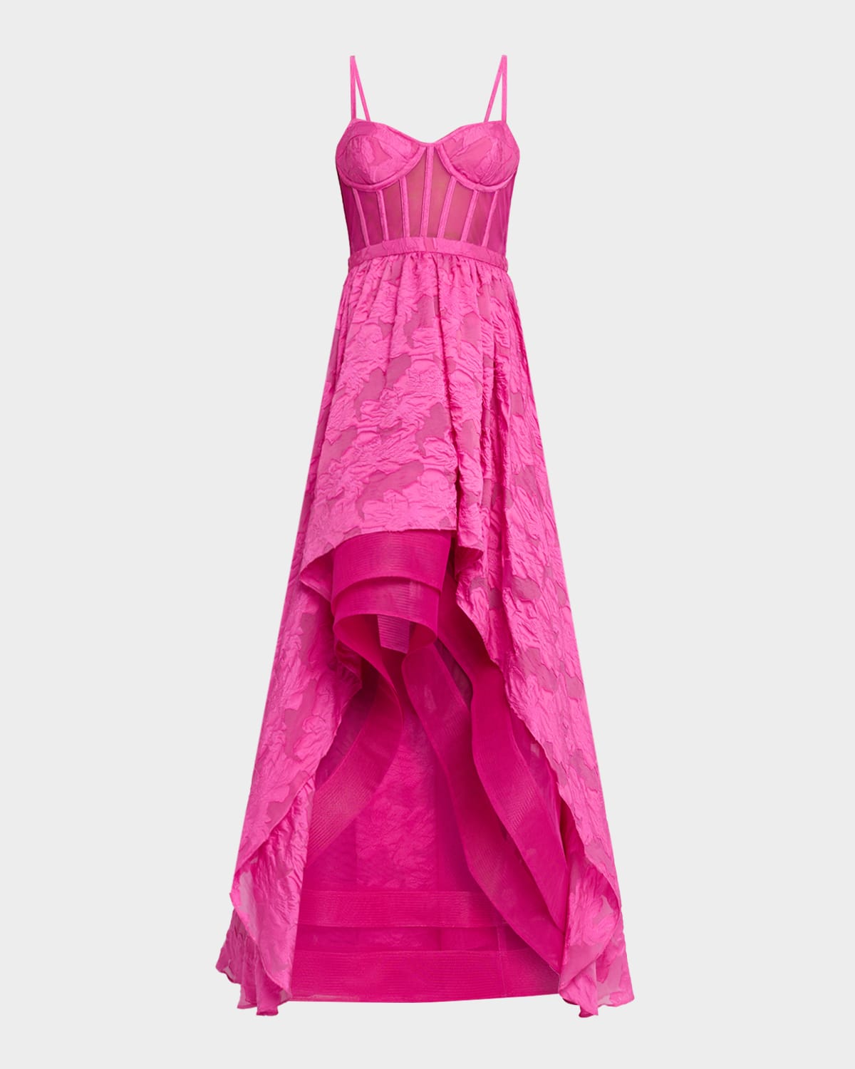 Bcbgmaxazria High-low Fil Coupe Corset Gown In Pink