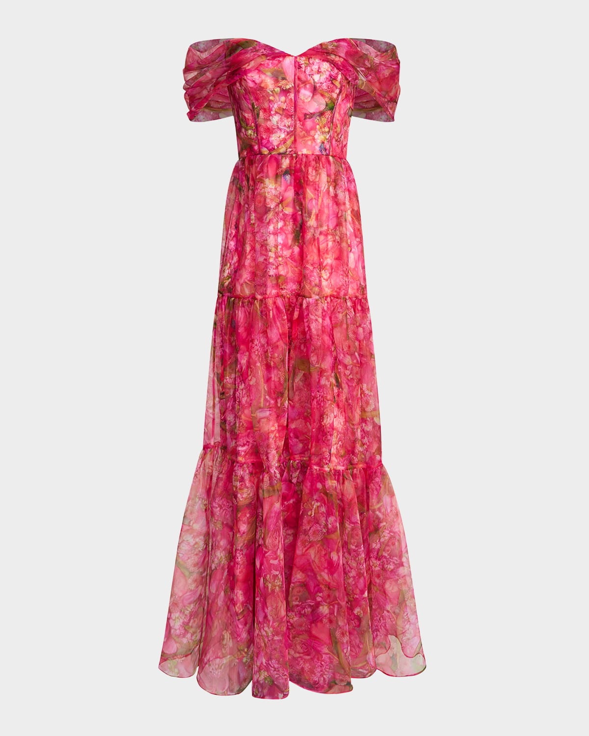 Tia Tiered Off-Shoulder Organza Gown