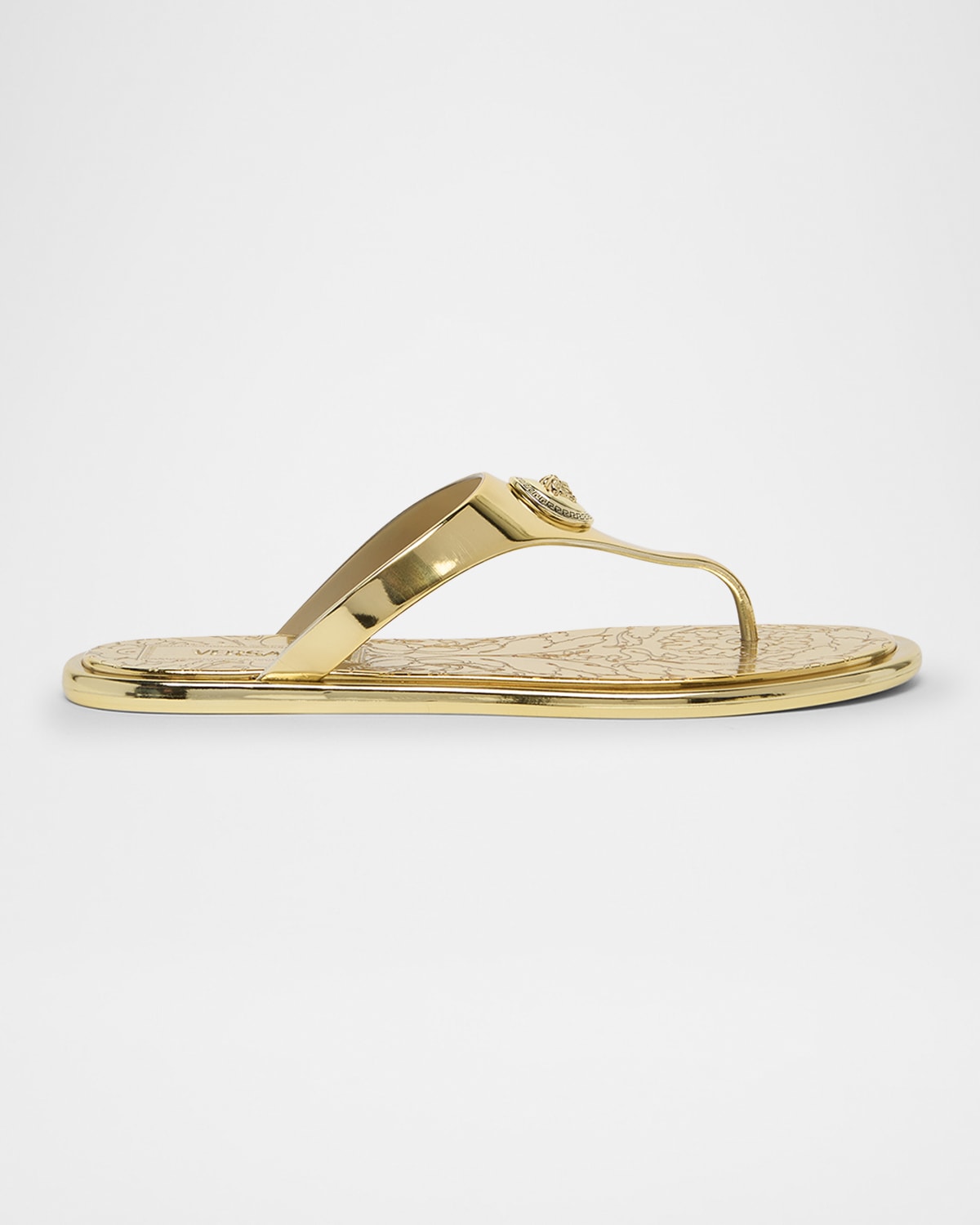 Versace Alia Flat Laminated Rubber Slides