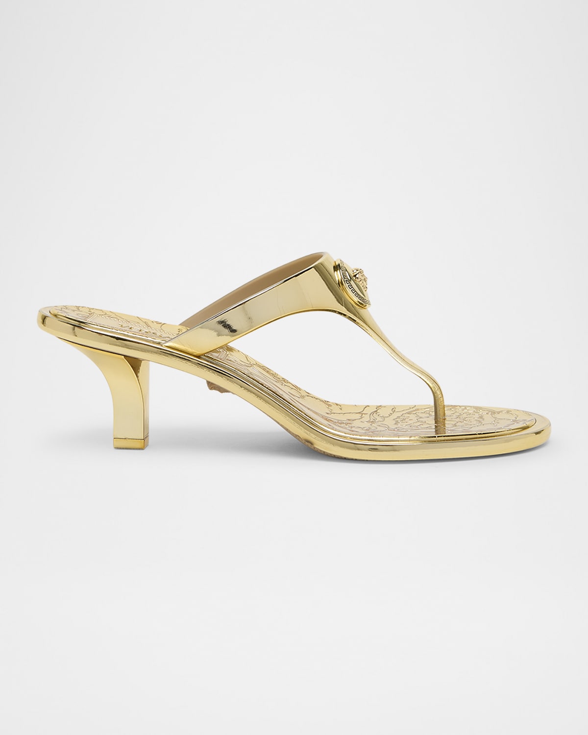 Alia Laminated Rubber Kitten-Heel Sandals