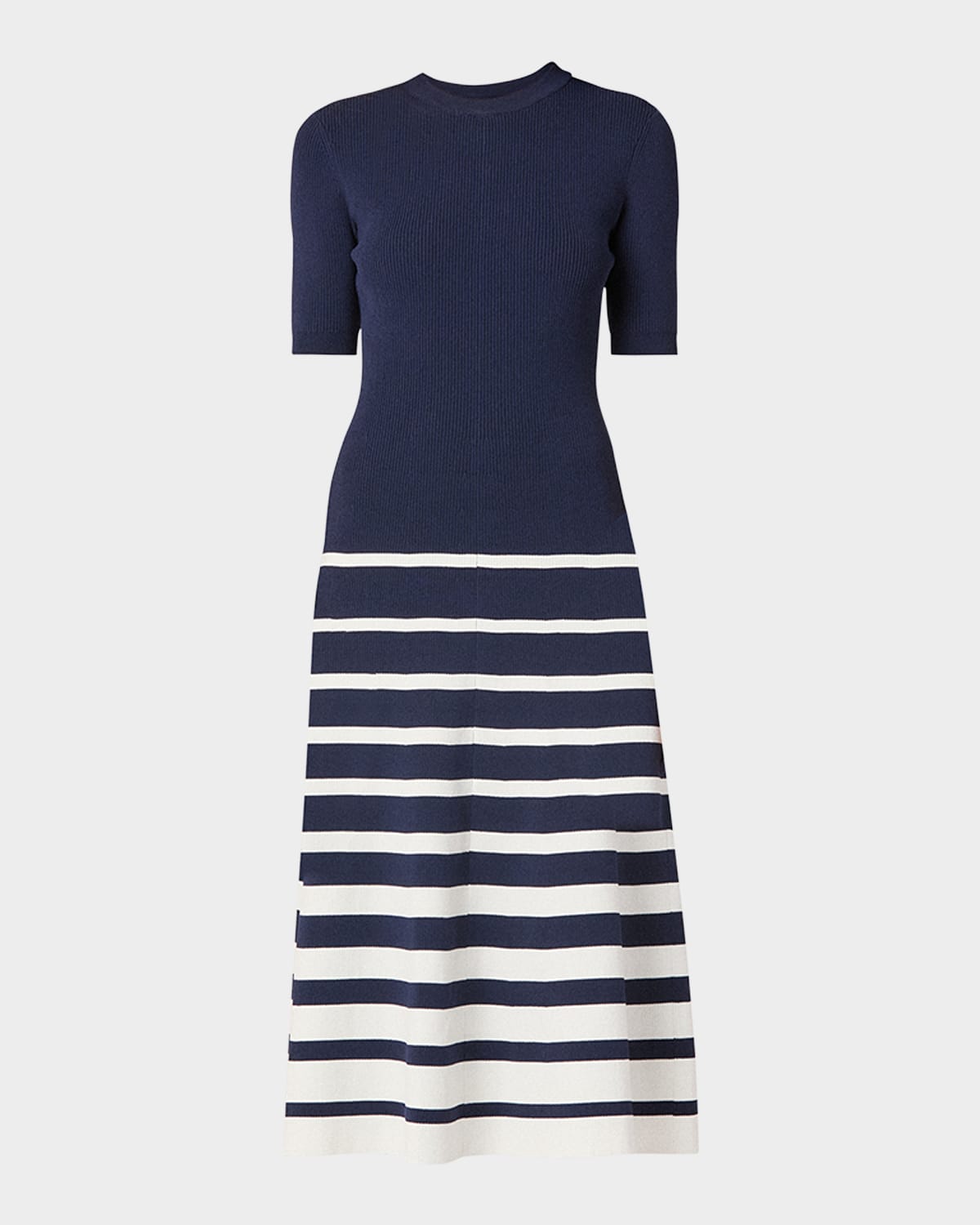Shoshanna Casey Striped A-line Knit Midi Dress In Blue