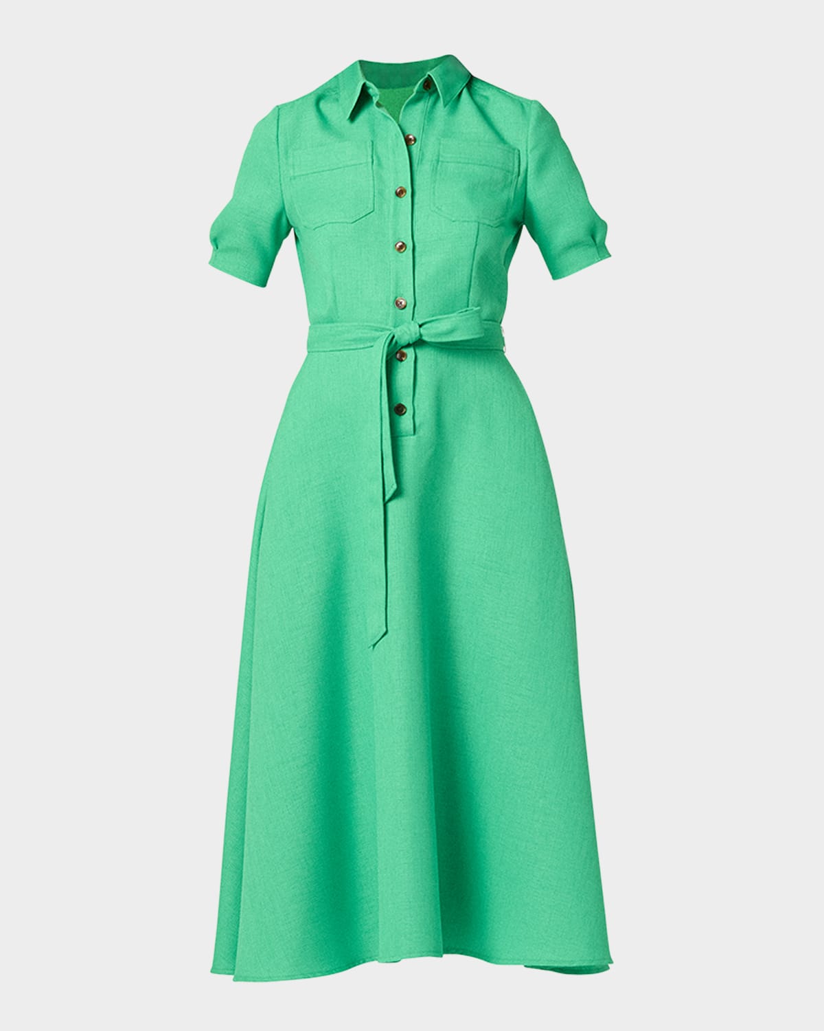 Shoshanna Dillon Tie-waist Woven Midi Shirtdress In Spring Green