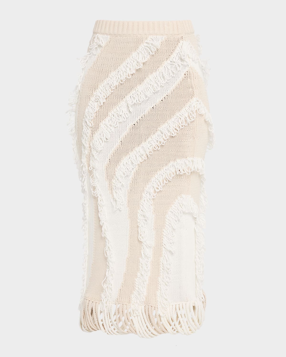 Diotima Roaring Fringed Knit Midi Skirt