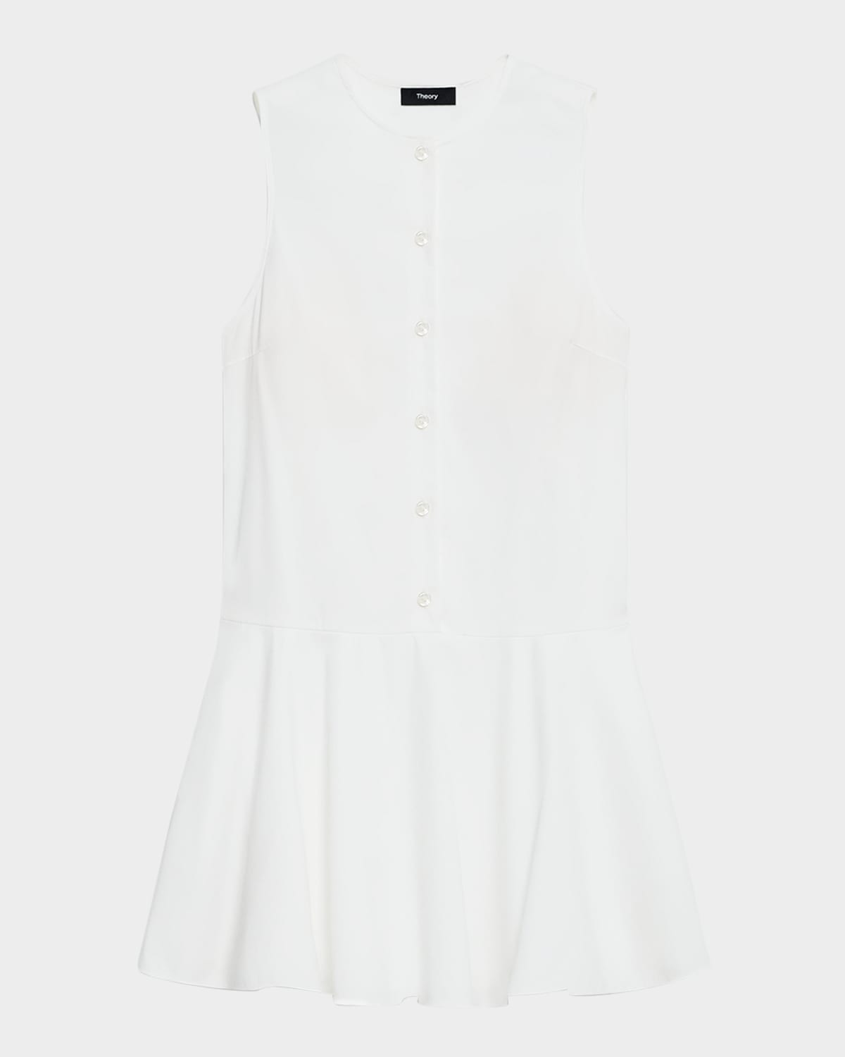 Theory Sleeveless Drop-waist Mini Dress In White