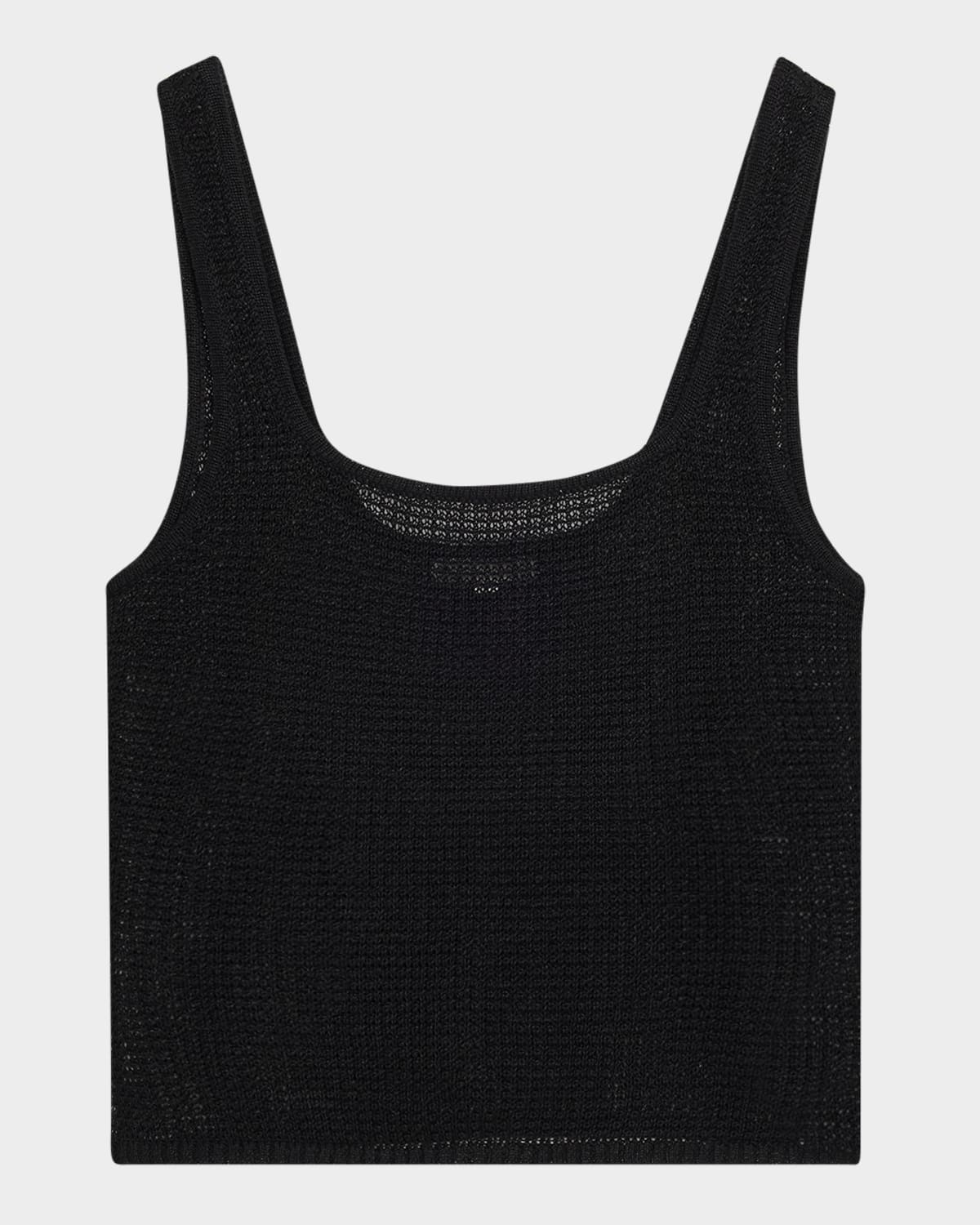 Onia Linen Knit Square-neck Top In Black