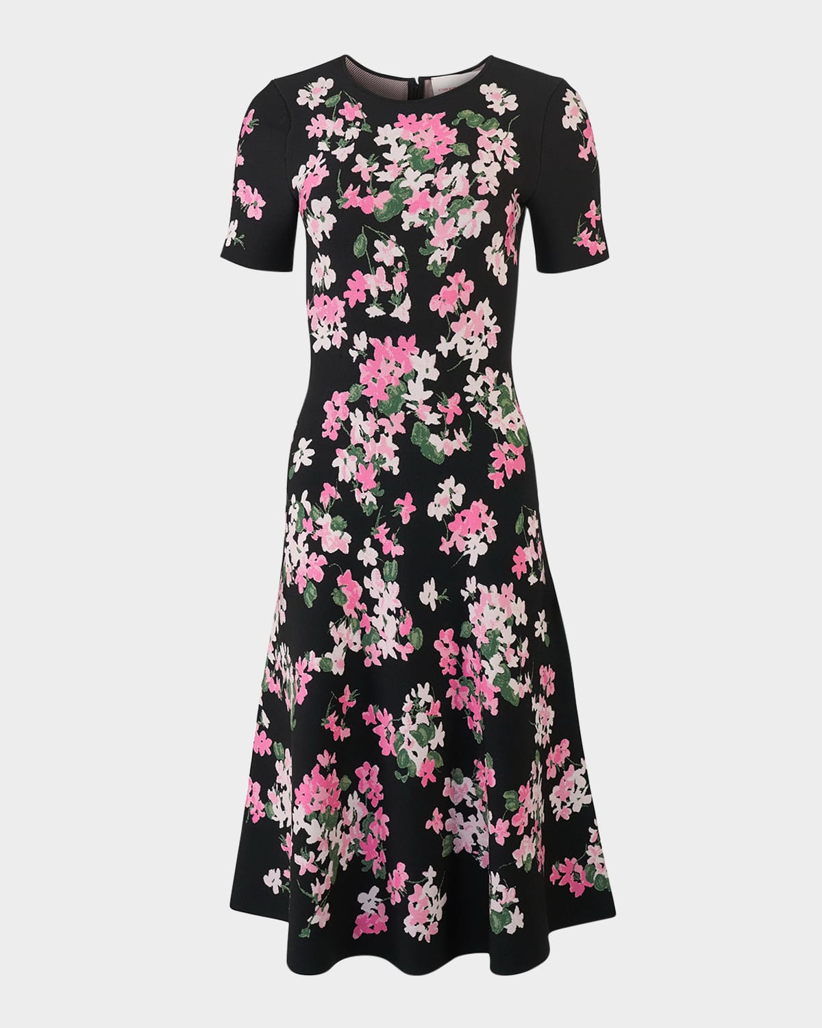 Carolina Herrera Floral Short-sleeve Fit-and-flare Dress In Multi