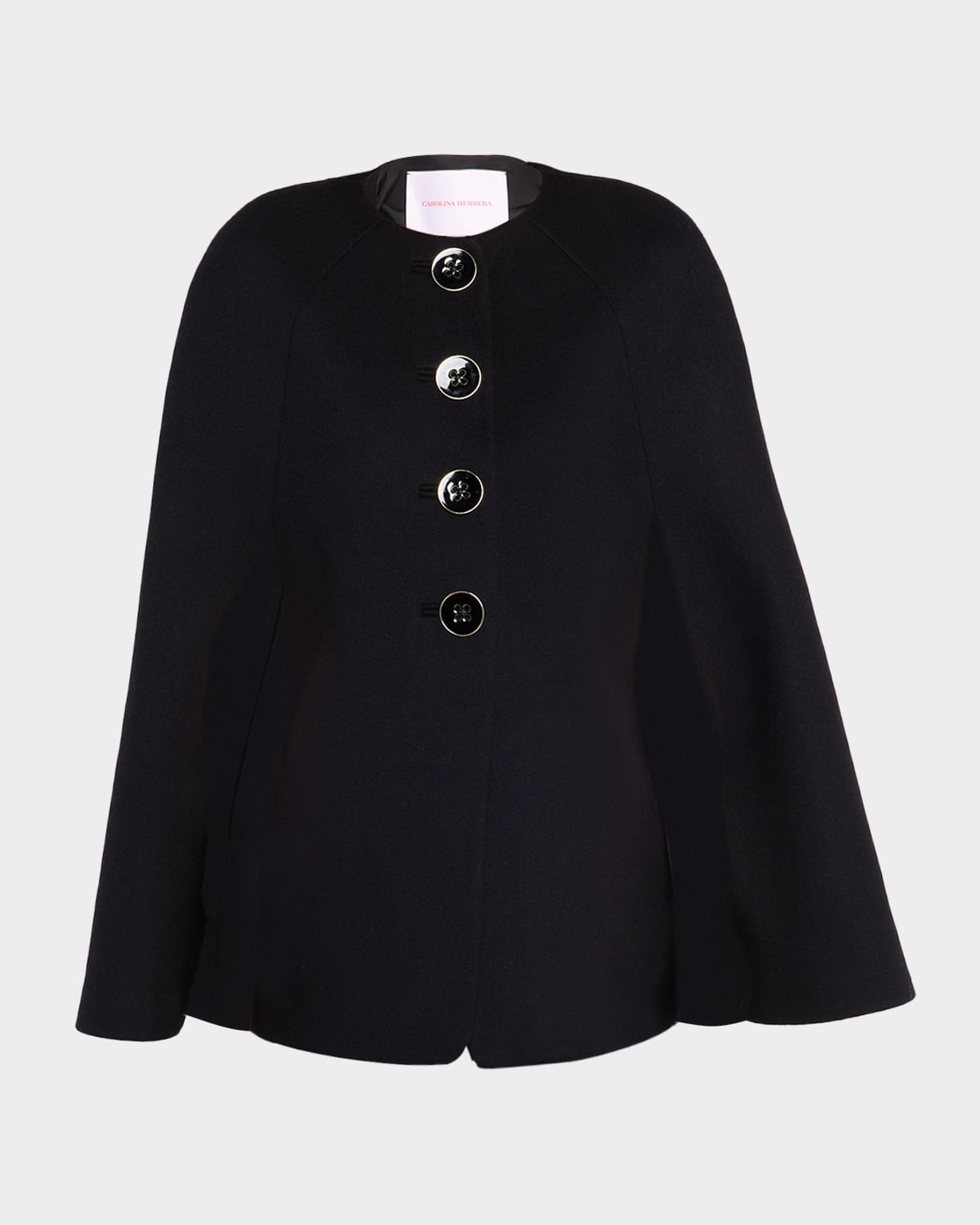 Carolina Herrera Button-front Wool Cape In Black
