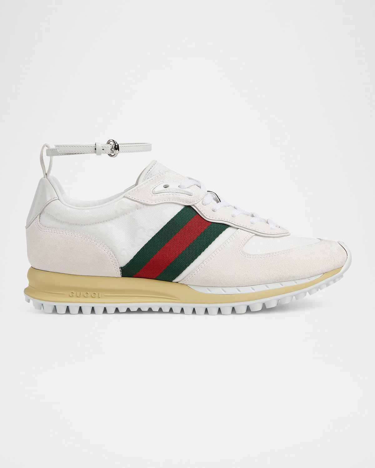 Gucci Motion Sneaker With Adjustable Ankle Strap In White