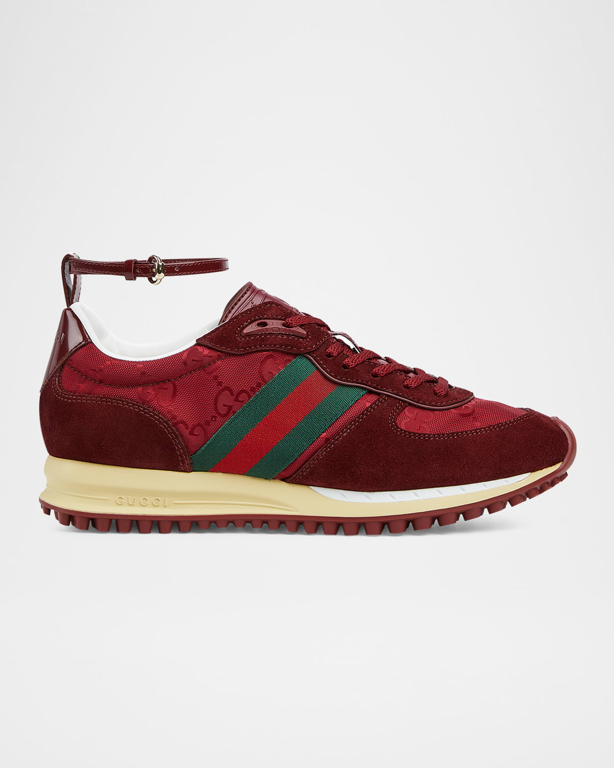 Gucci Re-motion Leather-trimmed Suede Sneakers In Red