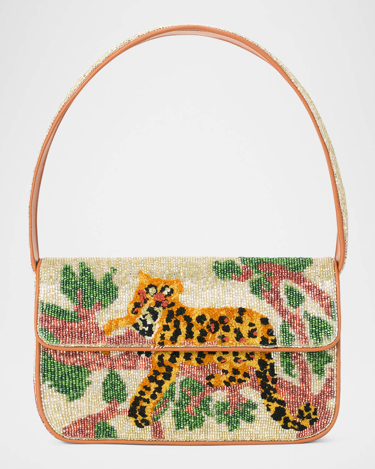 STAUD TOMMY BEADED FLAP SHOULDER BAG 