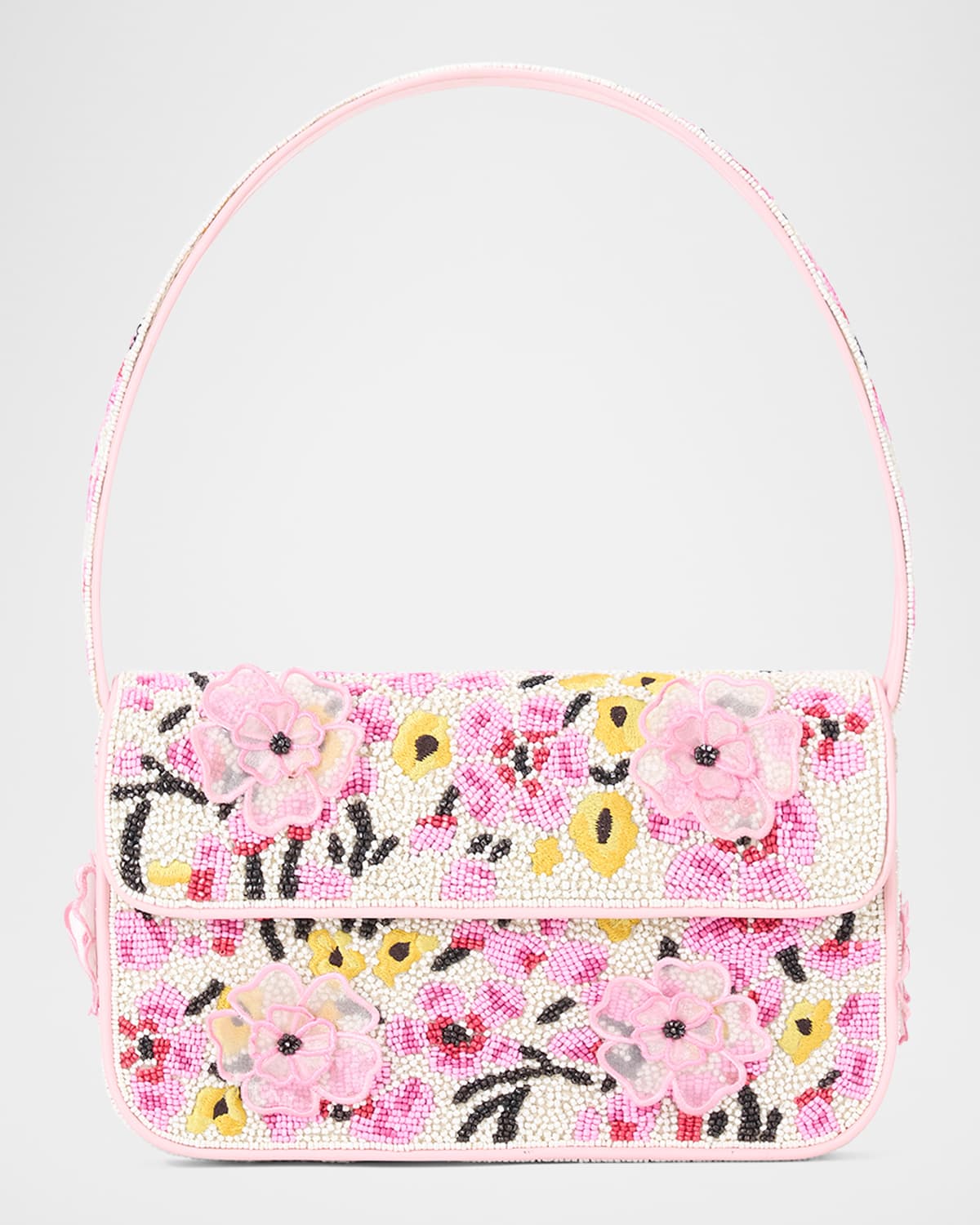 STAUD TOMMY BEADED FLAP SHOULDER BAG 