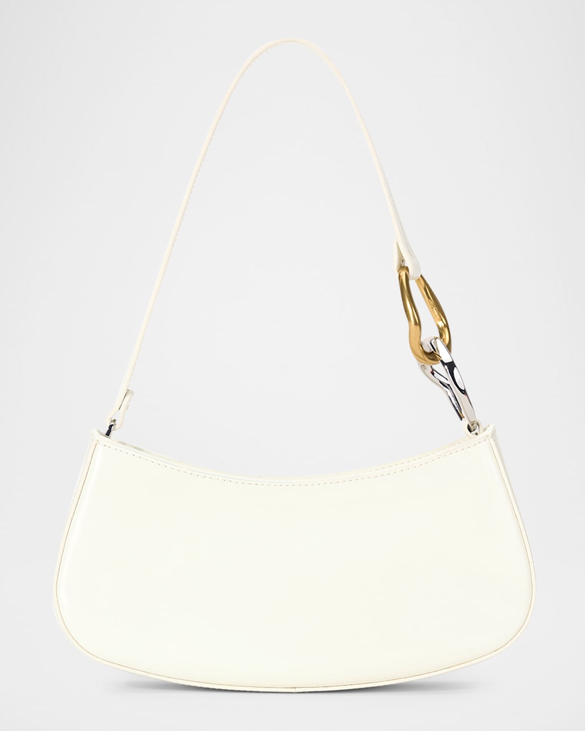 Staud Ollie Chain-link Leather Shoulder Bag In Paper