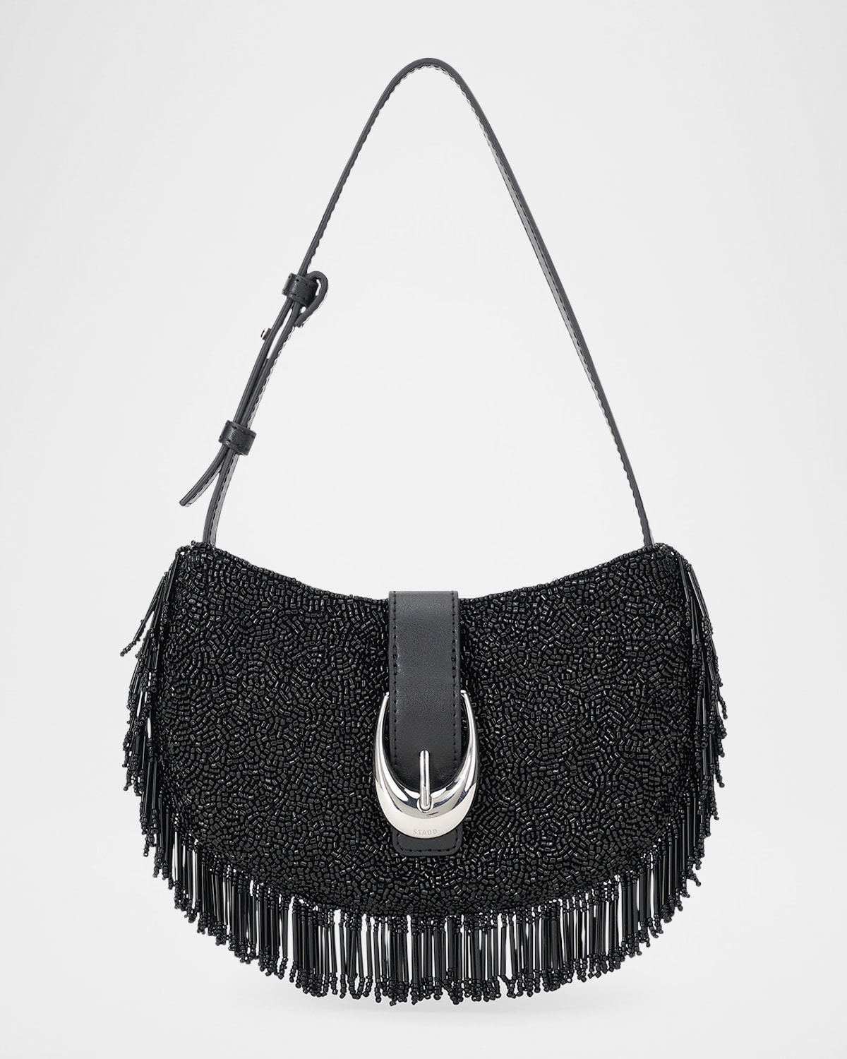 Staud Alana Beaded Fringe Shoulder Bag In Black Fringe