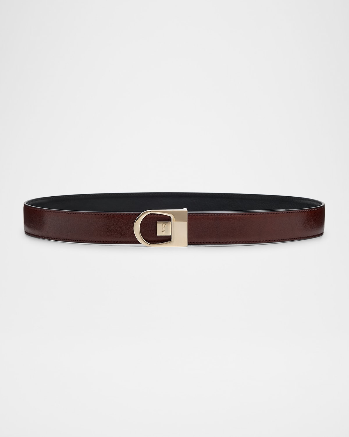 Shop Saint Laurent New Logo Reversible Leather Belt In Black Red Tan