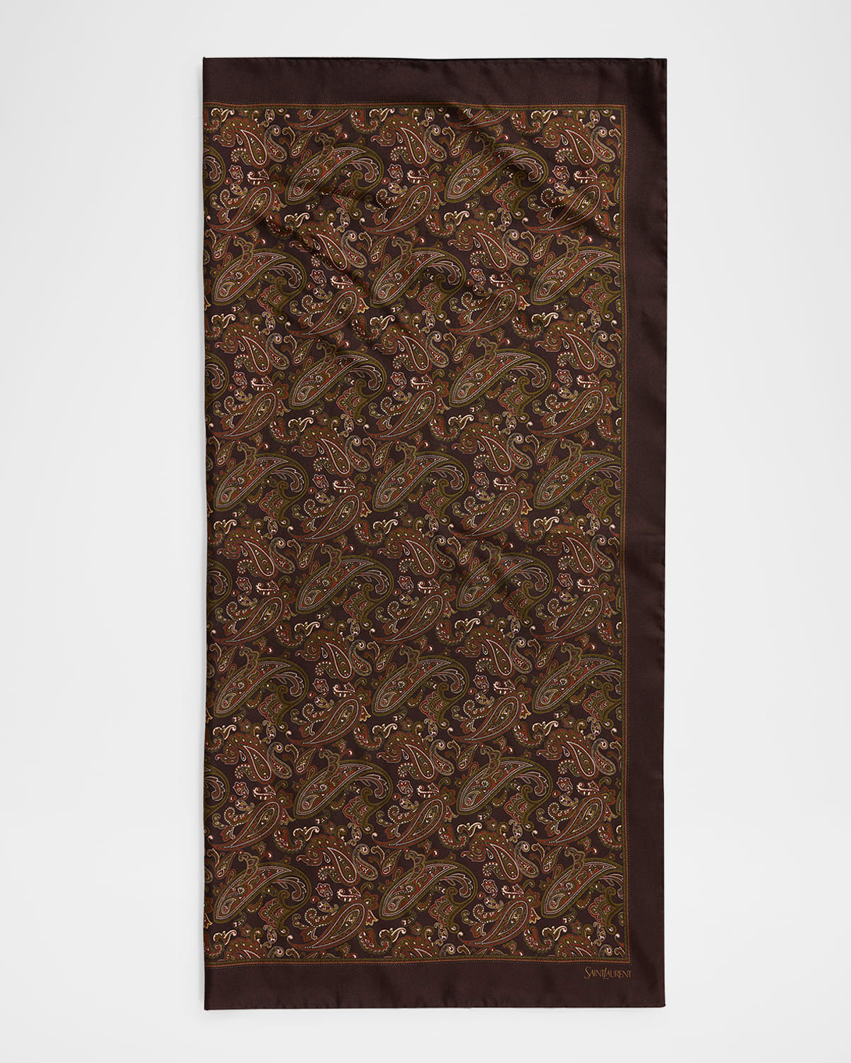 Saint Laurent Paisley-print Silk Scarf In Brown Light Brown