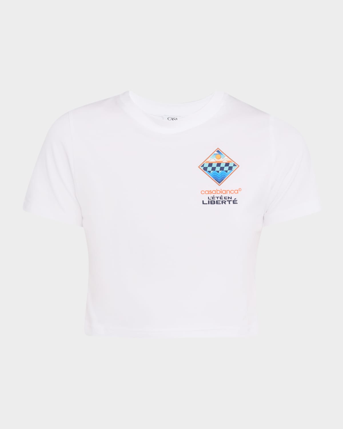 Casablanca Lete En Liberte Print Crop Baby T-shirt In White