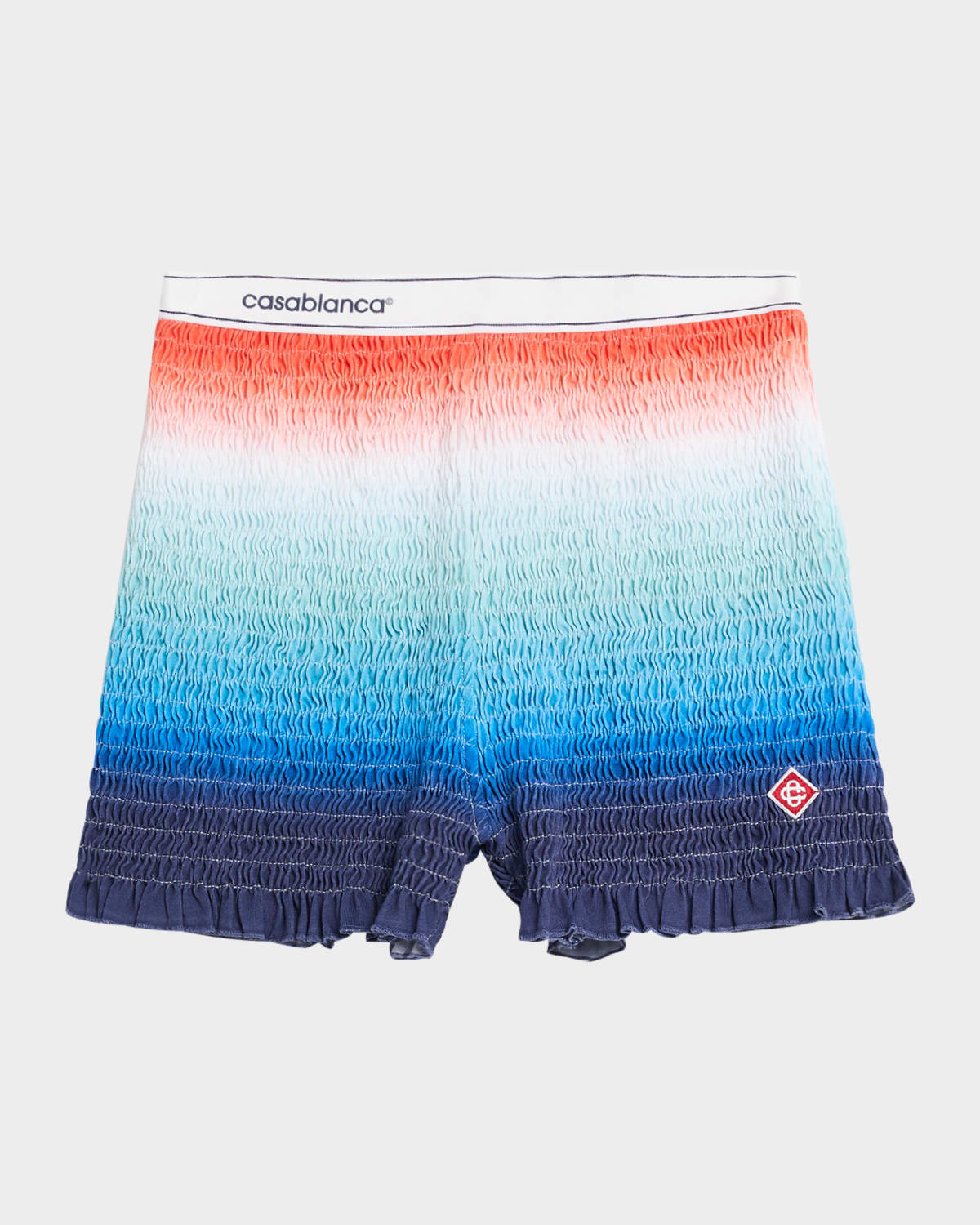 Logo-Band Gradient Shirred Shorts