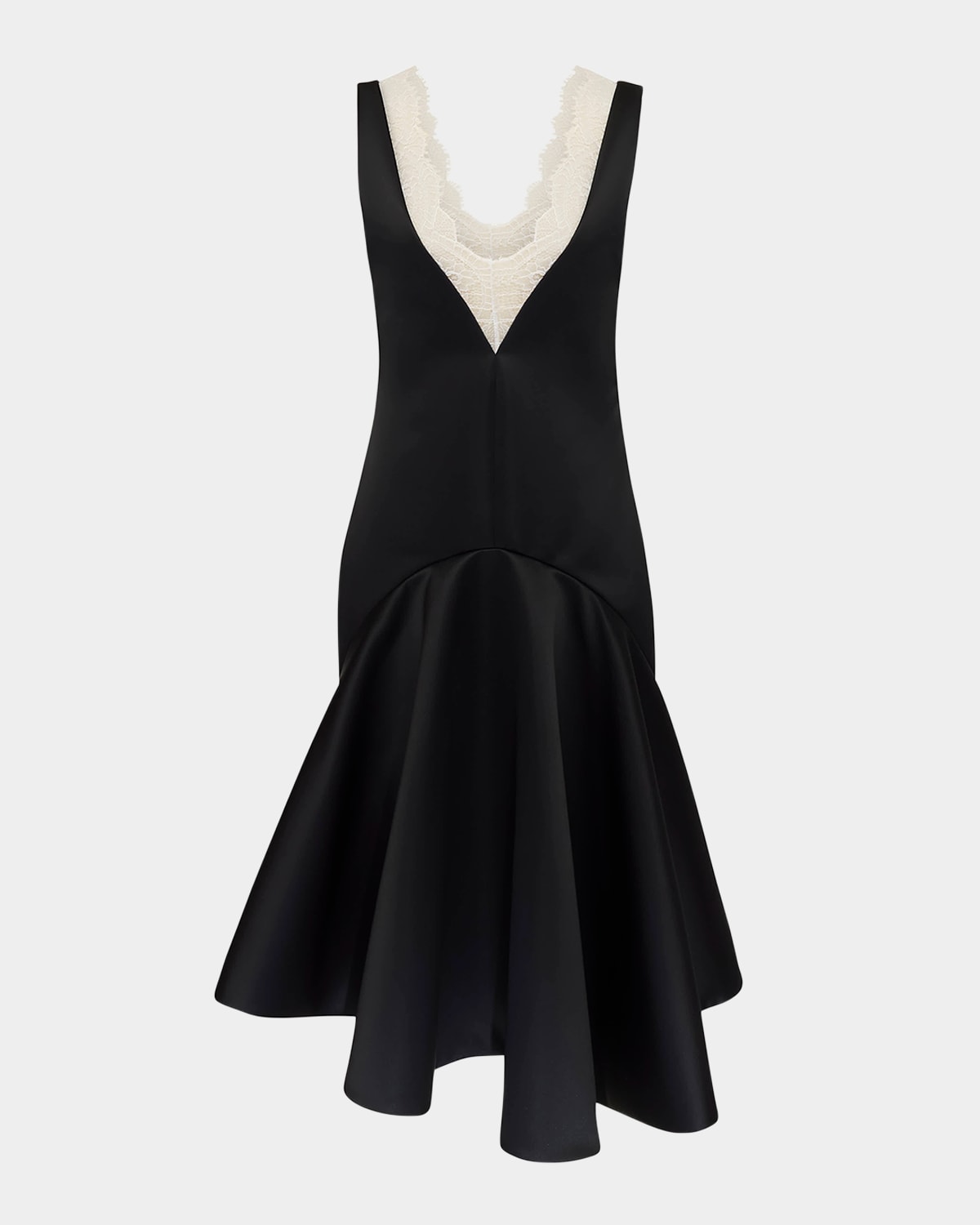 JW ANDERSON PLUNGING LACE-TRIM DRAPED-HEM DRESS