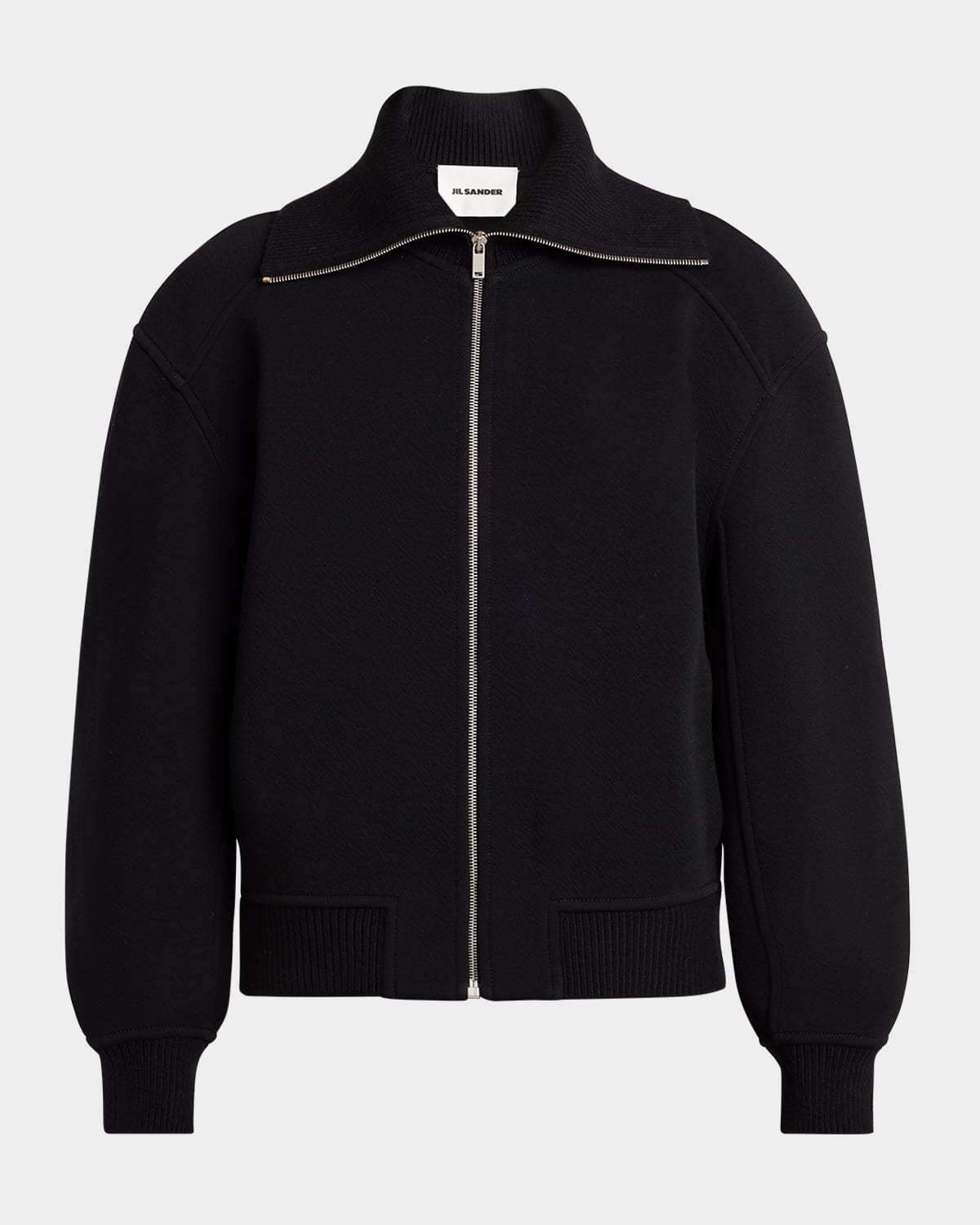 Jil Sander Zip-up Long-sleeved Bomber Jacket In Black