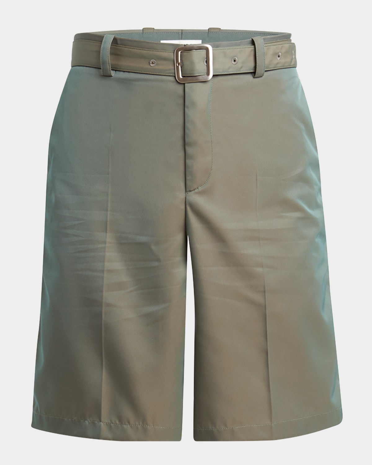 Jil Sander Men's Glaze Effect Self-belt Shorts In Green