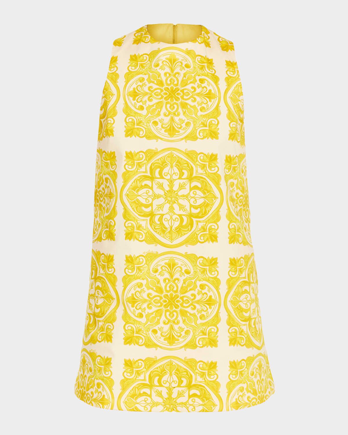 Mestiza New York Fiona Reversible Tile-print Mini Dress In Yellowyellow